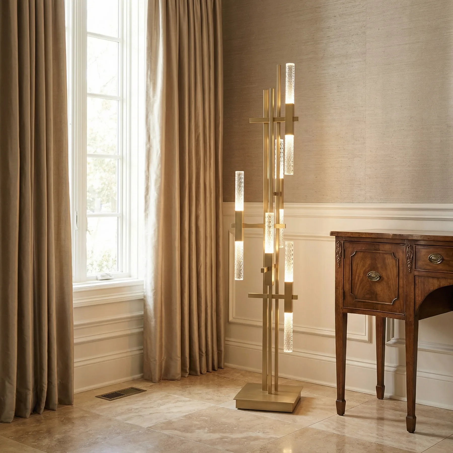 Luminous Brass Glass Floor Lamp image 3