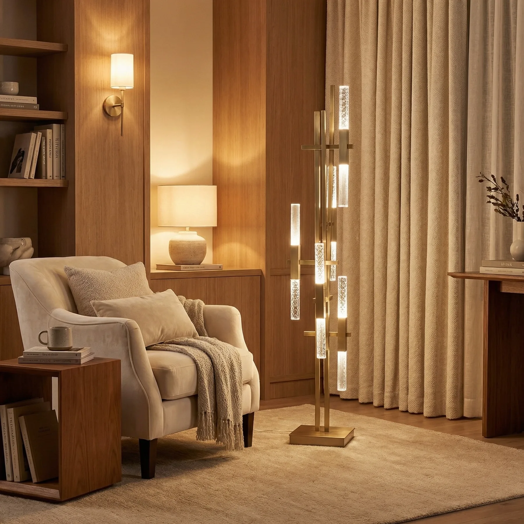 Luminous Brass Glass Floor Lamp image 2