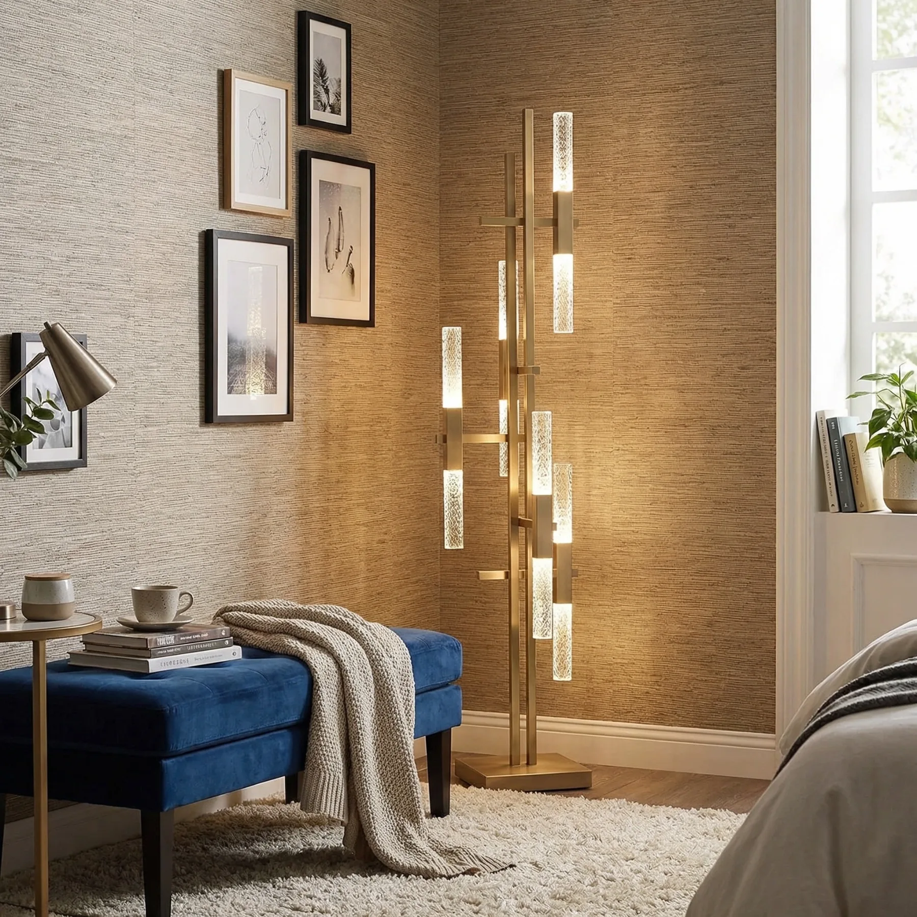 Luminous Brass Glass Floor Lamp image 4