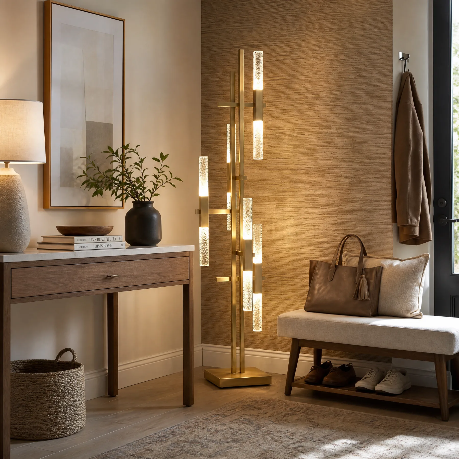 Luminous Brass Glass Floor Lamp image 6