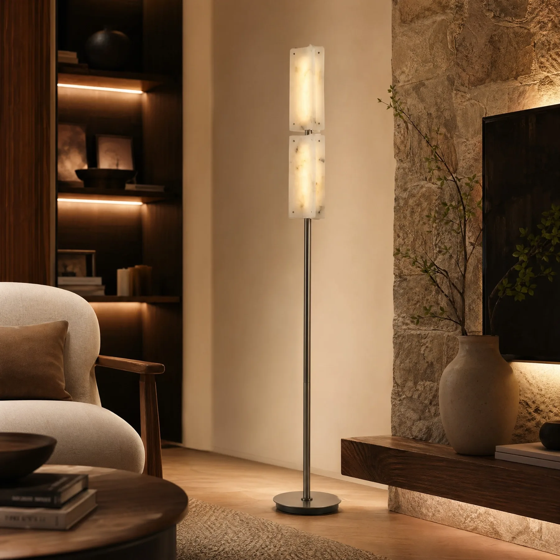 Luminous Alabaster Metal Floor Lamp image 4