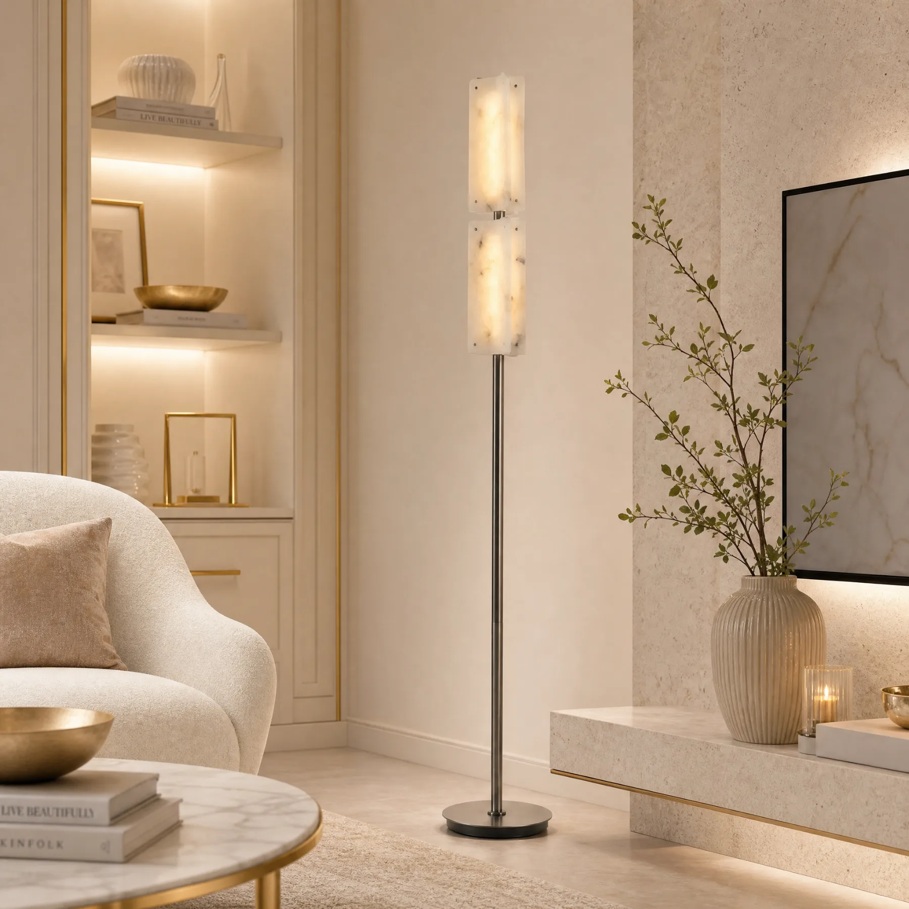 Luminous Alabaster Metal Floor Lamp image 6