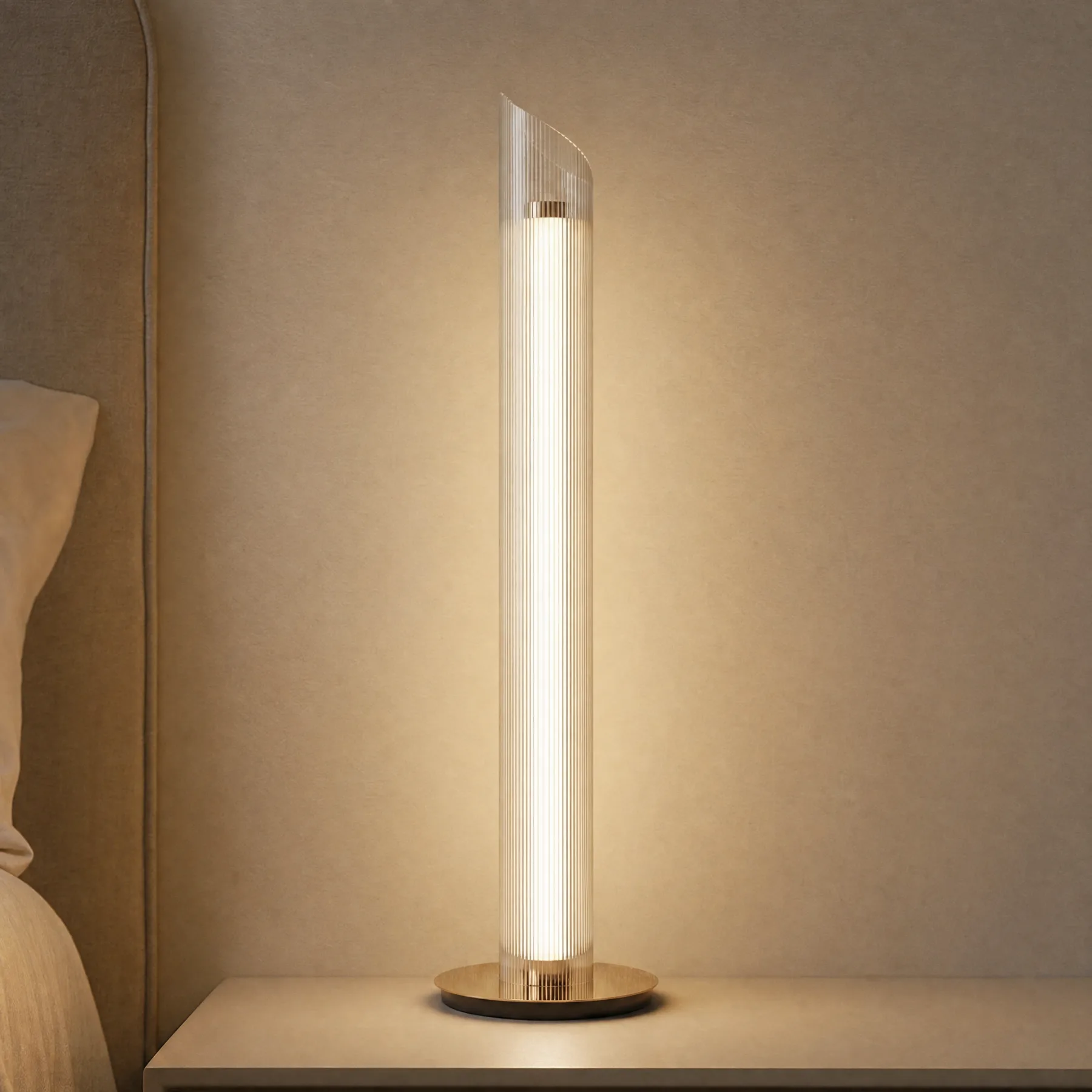 Luminous Ribbed Glass Table Lamp image 4