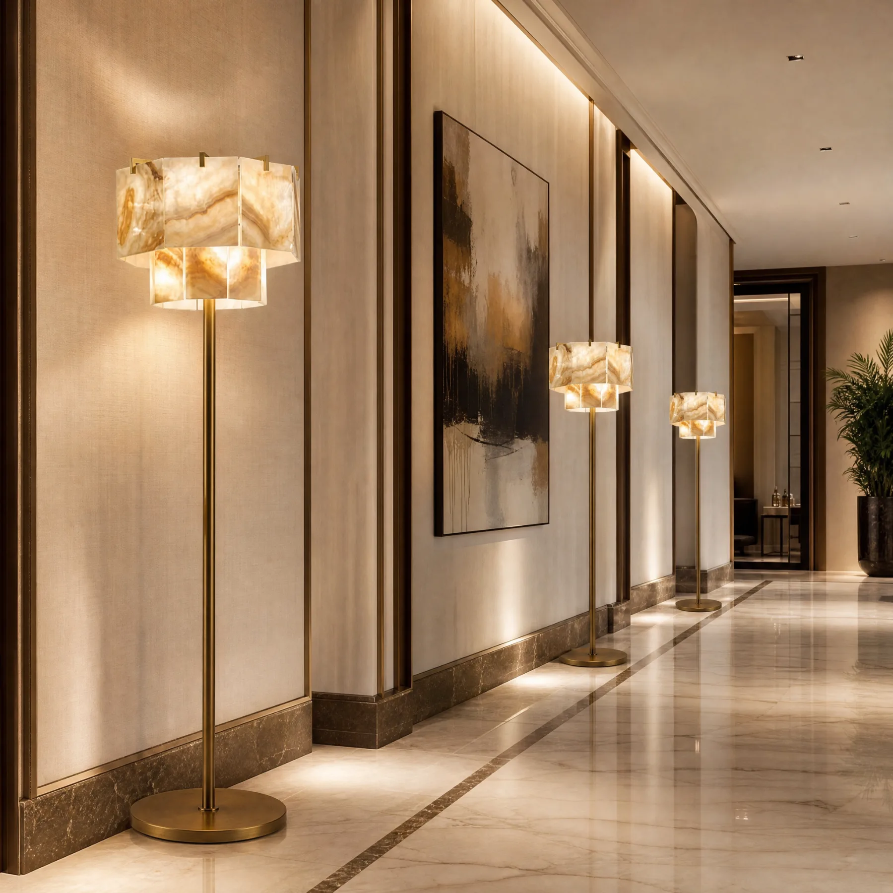 Luminous Alabaster Brass Floor Lamp image 2