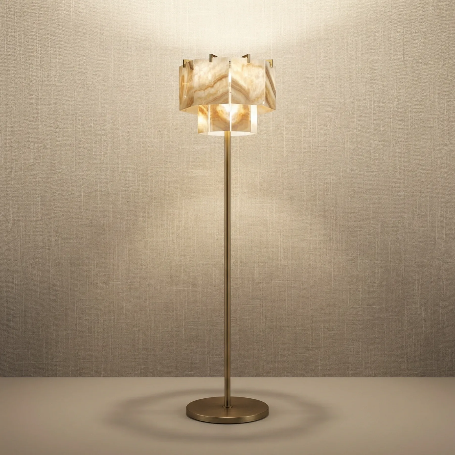 Luminous Alabaster Brass Floor Lamp custom floor lamp