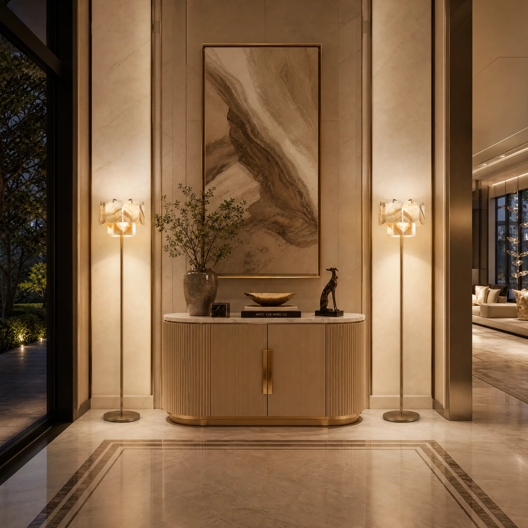 Luminous Alabaster Brass Floor Lamp image 5