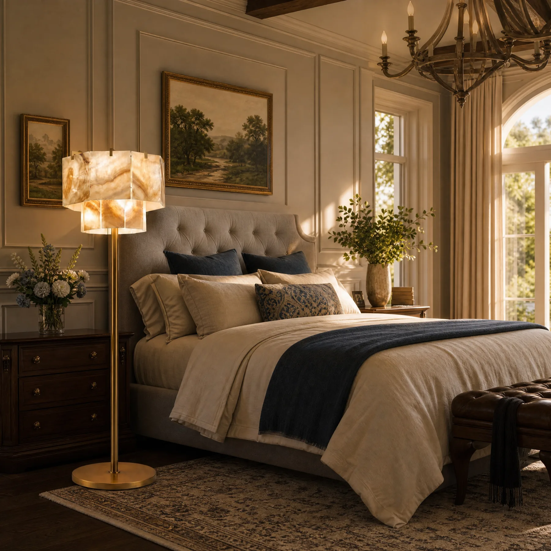 Luminous Alabaster Brass Floor Lamp image 4