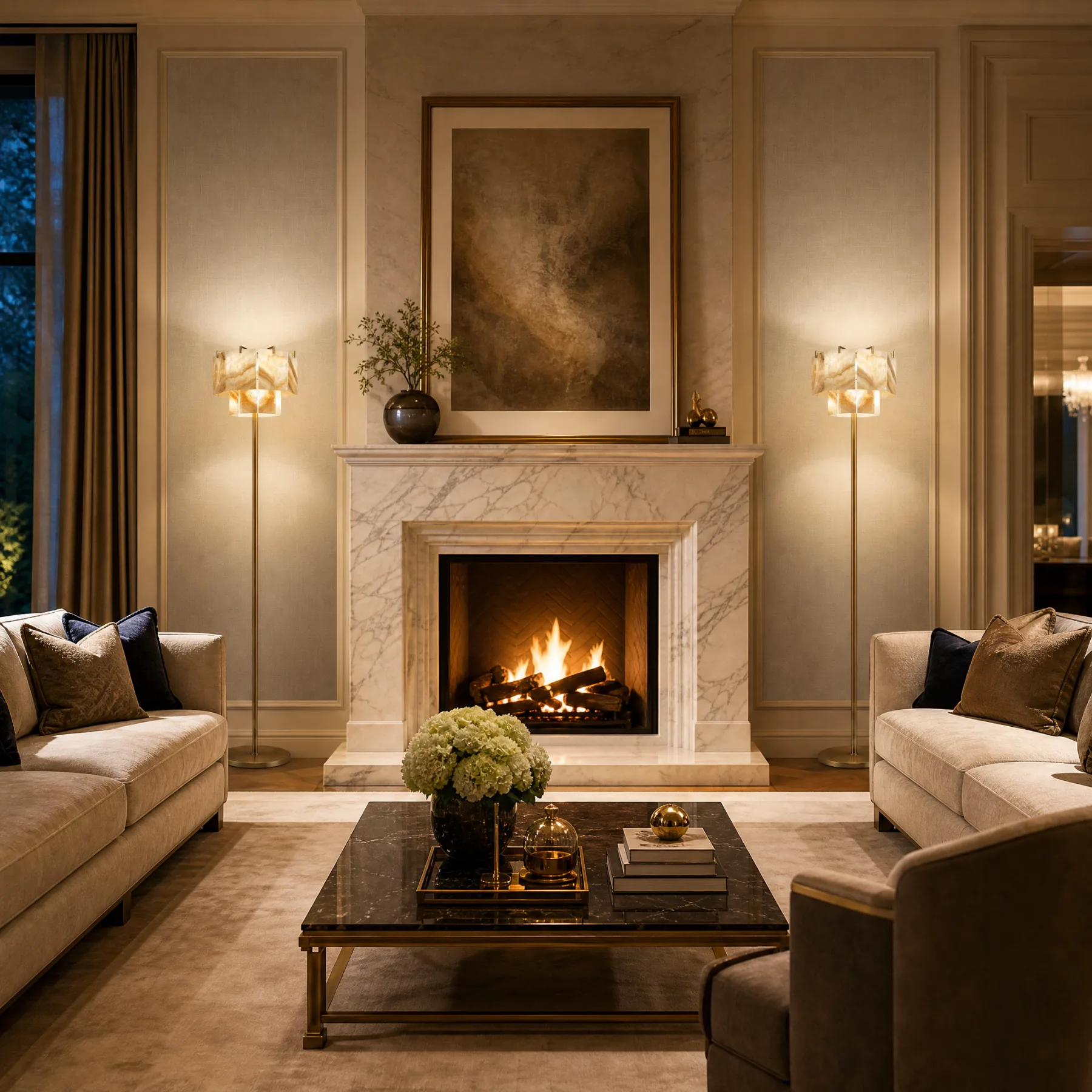 Luminous Alabaster Brass Floor Lamp image 3
