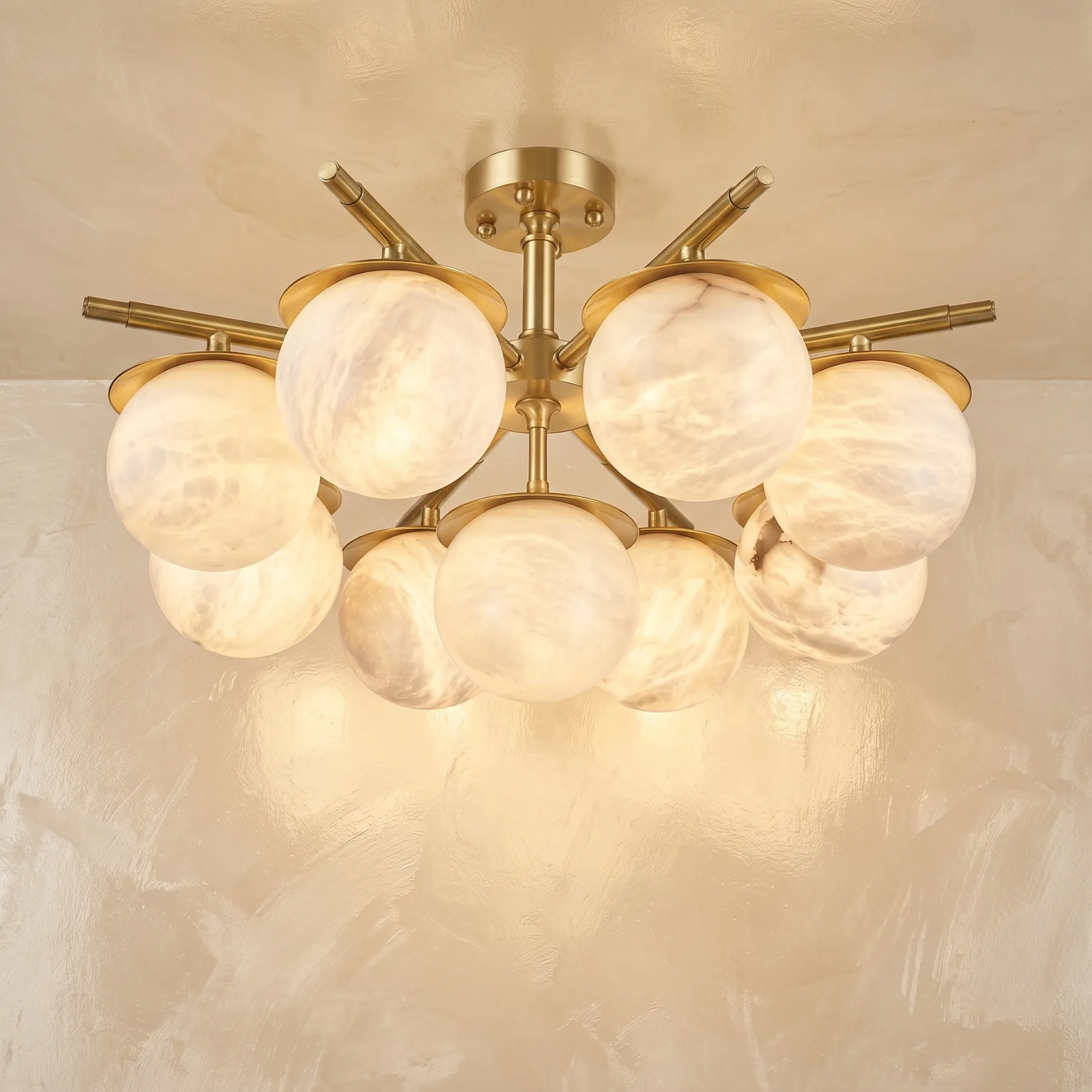 Gilded Alabaster Globe Chandelier custom chandeliers