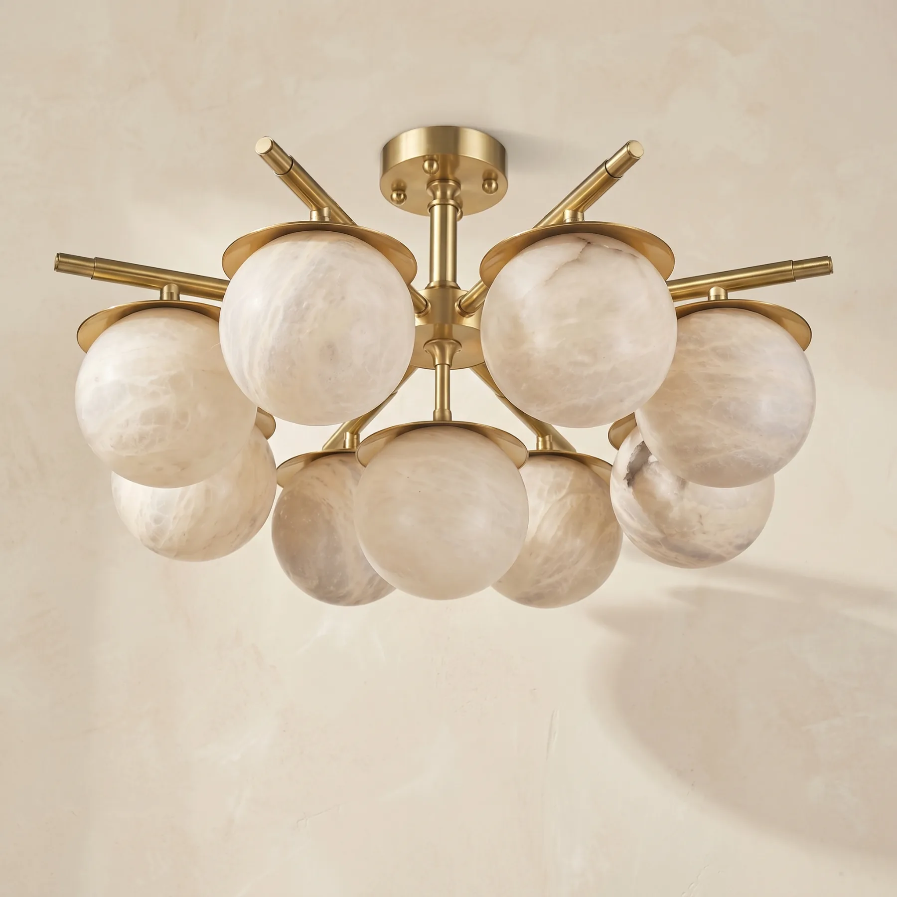 Gilded Alabaster Globe Chandelier image 2