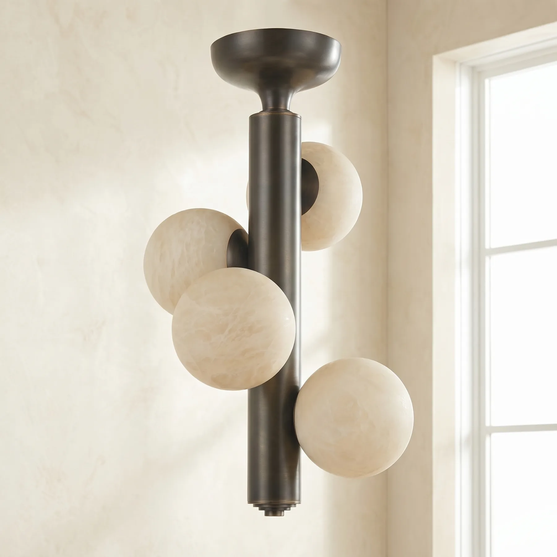 Bronze Alabaster Globe Flushmount image 2
