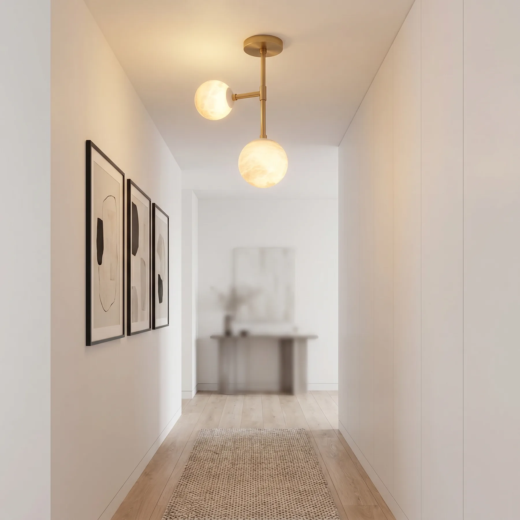 Alabaster Globe Semi Flush Light image 5