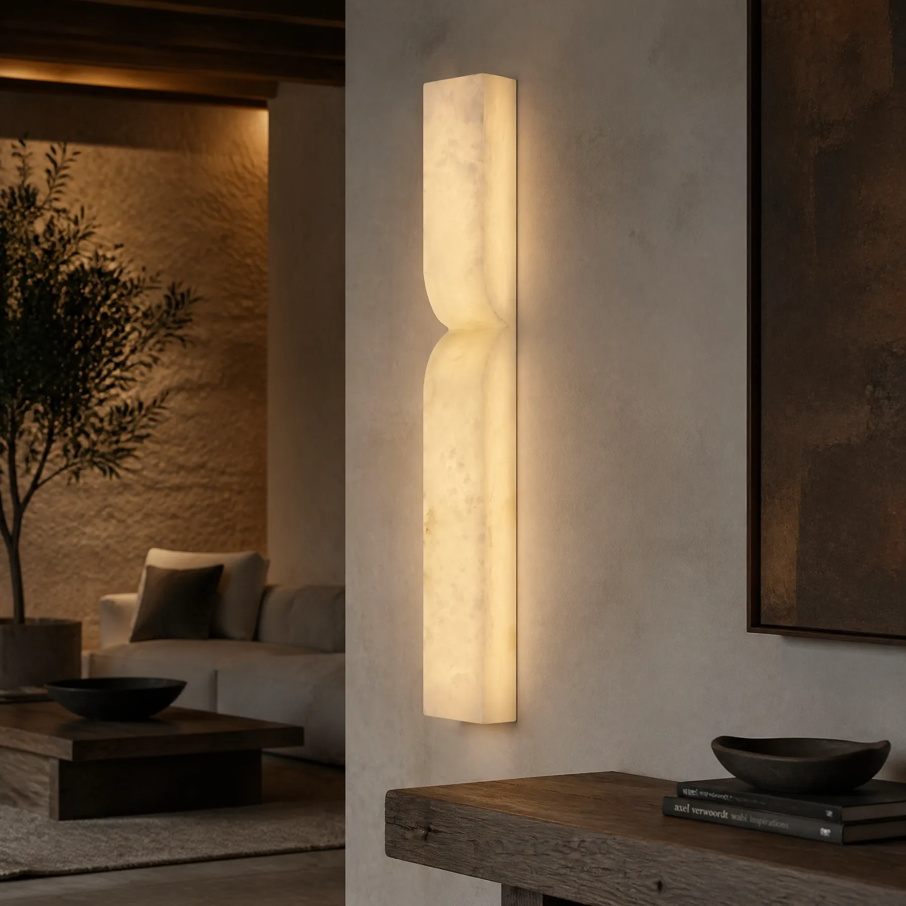 Sculpted Alabaster Wall Sconce image 3