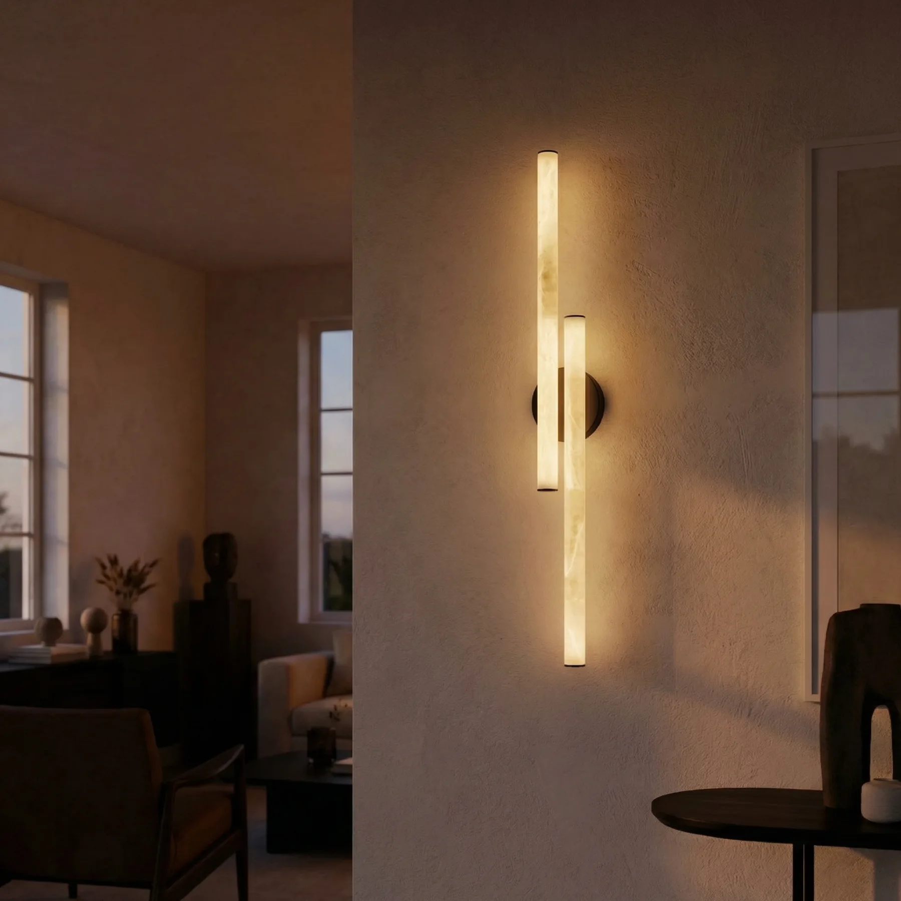 Solene Alabaster Twin Wall Sconce image 2