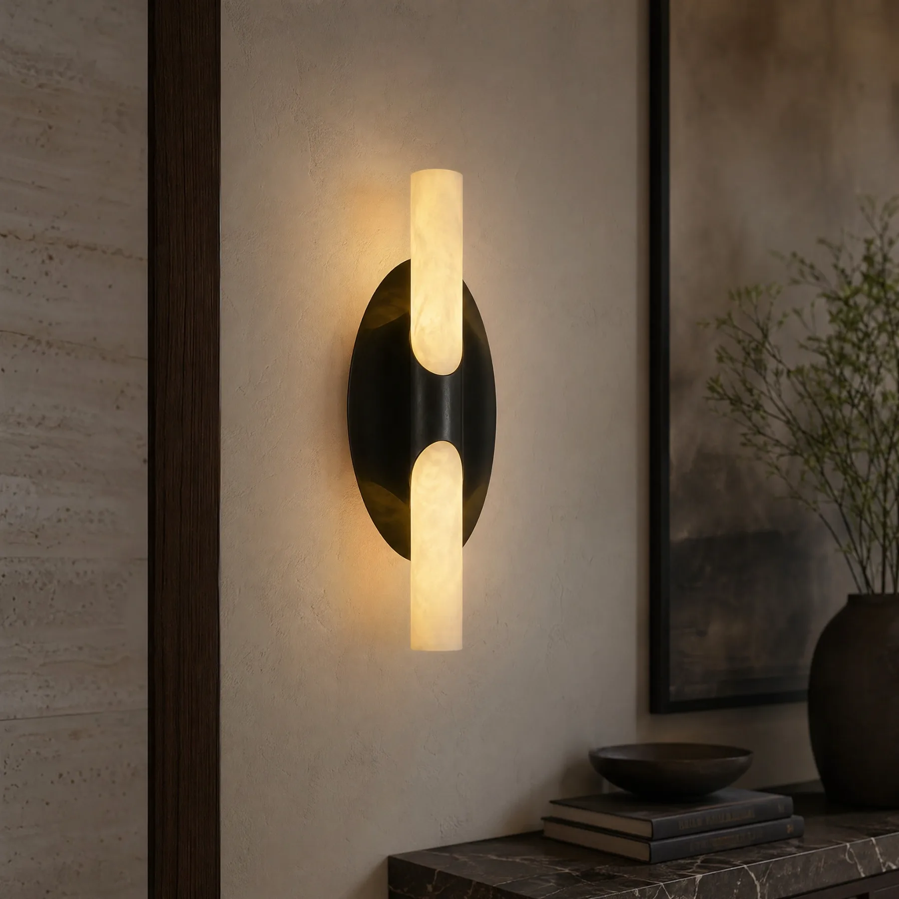 Eclipse Alabaster Metal Wall Sconce image 2