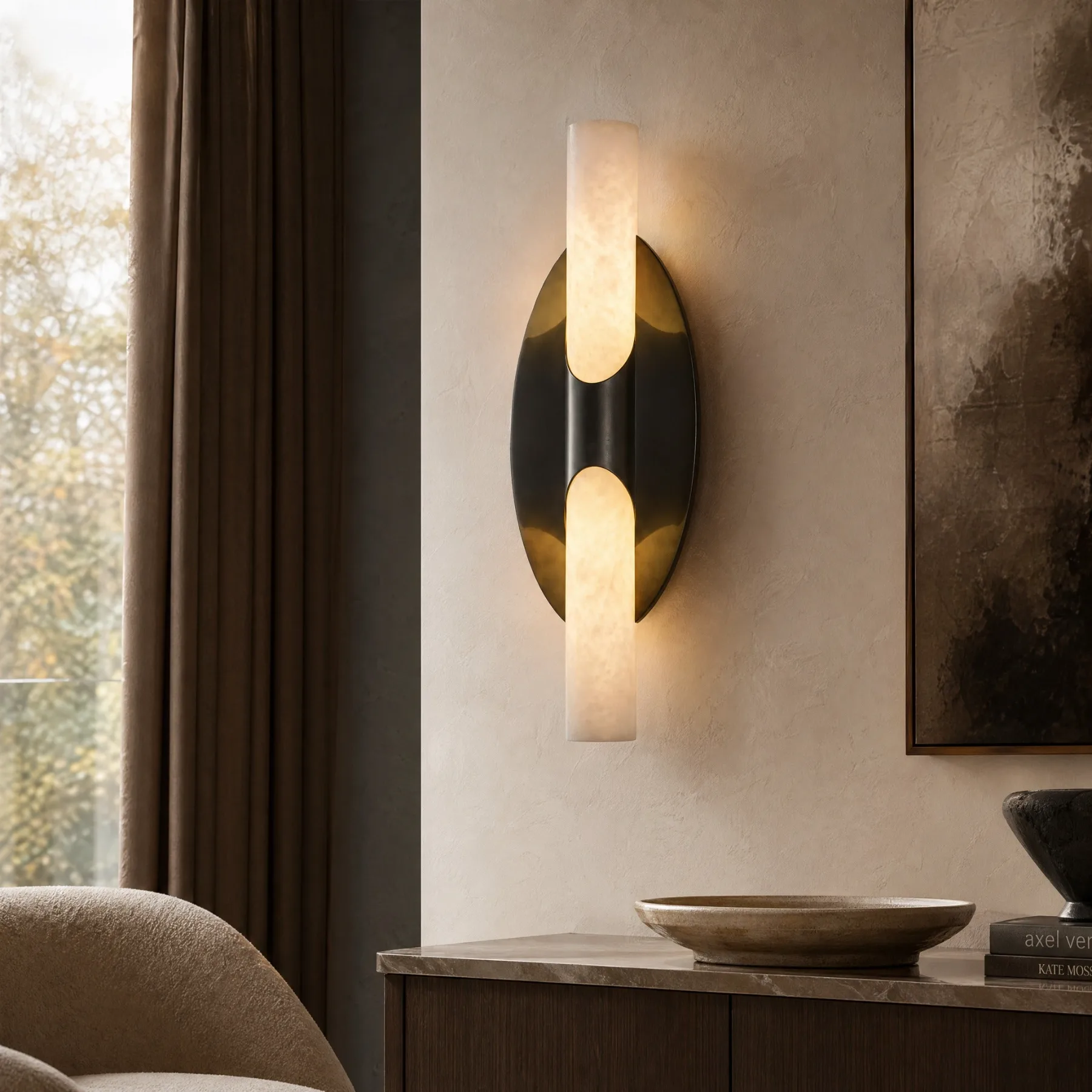 Eclipse Alabaster Metal Wall Sconce image 5