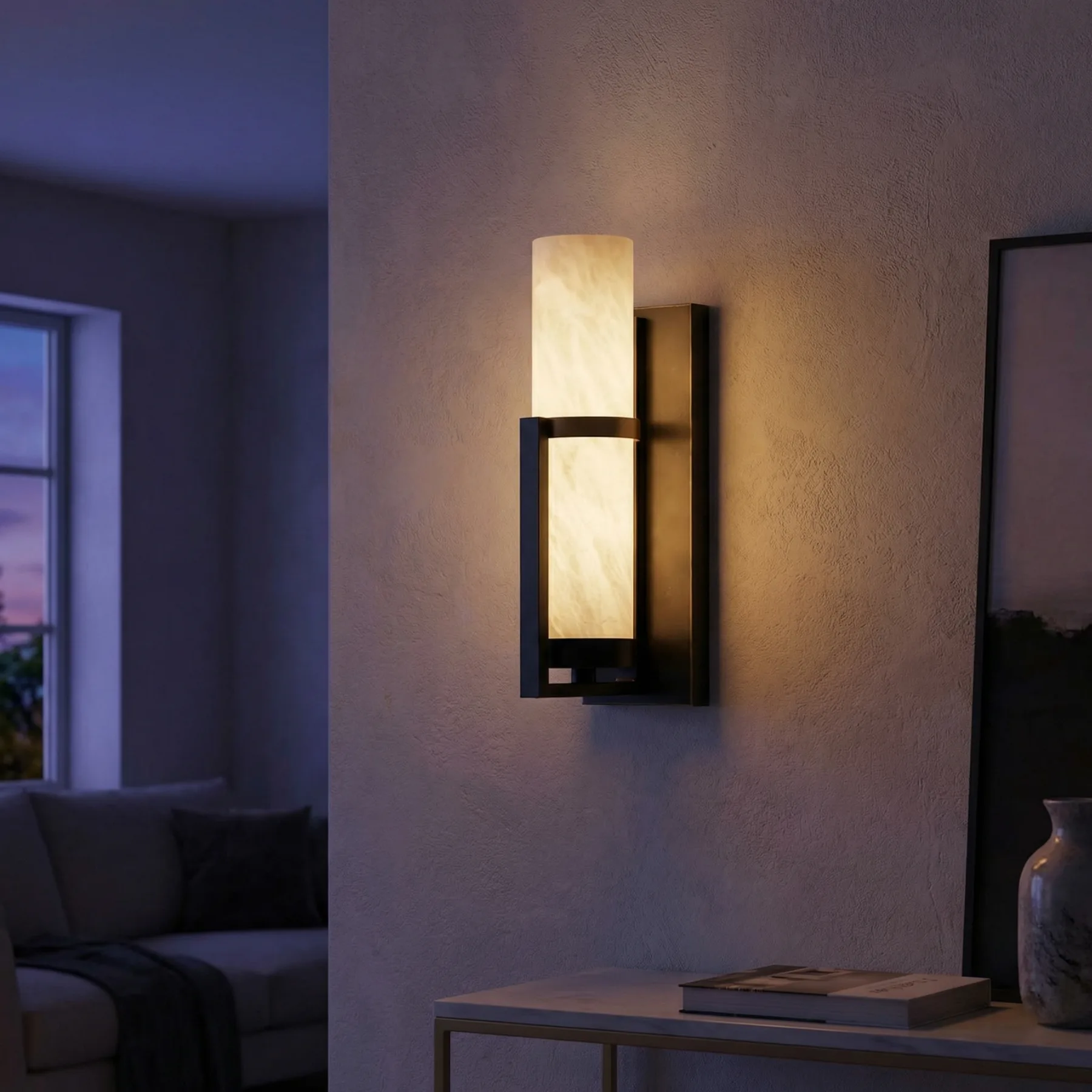 Warm Alabaster Cylinder Wall Sconce image 2