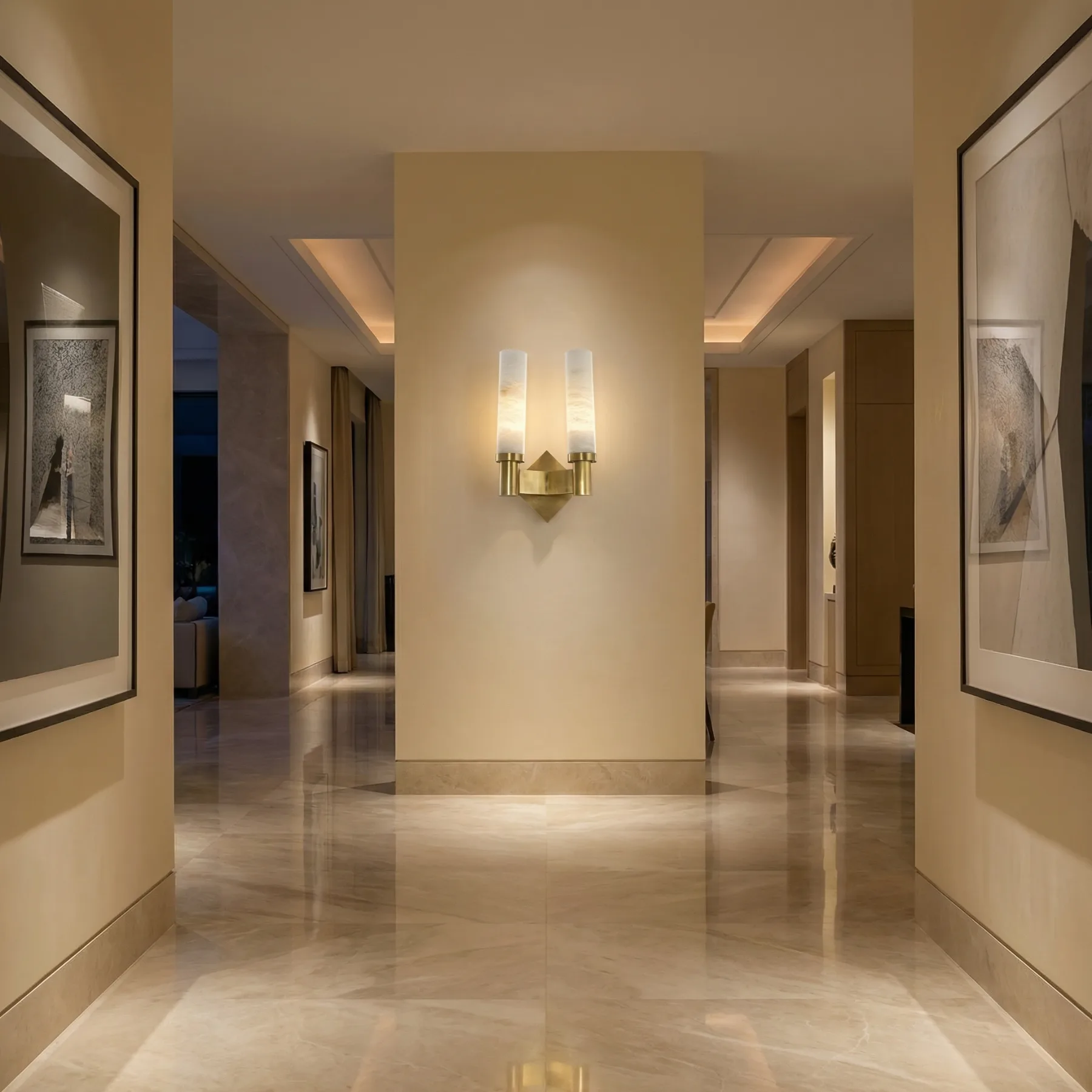 Gilded Alabaster Twin Wall Sconce image 3