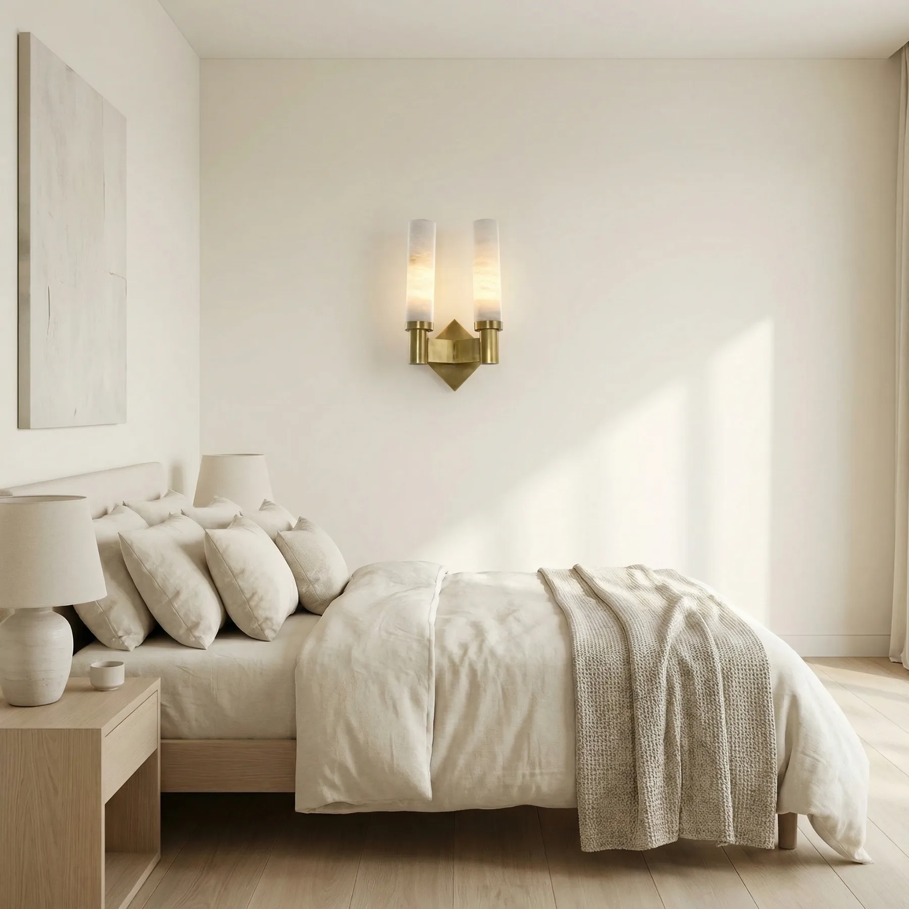Gilded Alabaster Twin Wall Sconce image 4