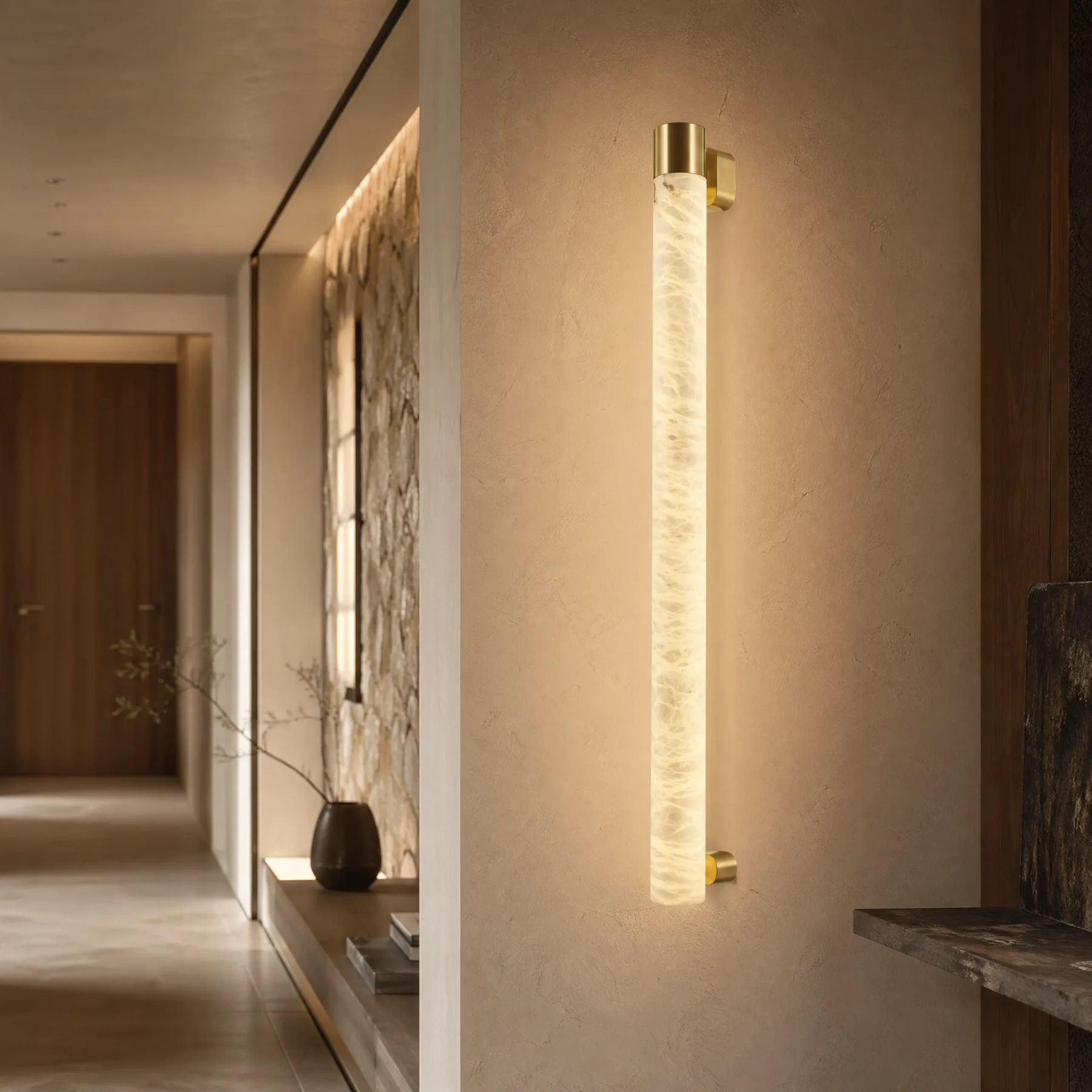 Arden Alabaster Brass Wall Sconce image 4
