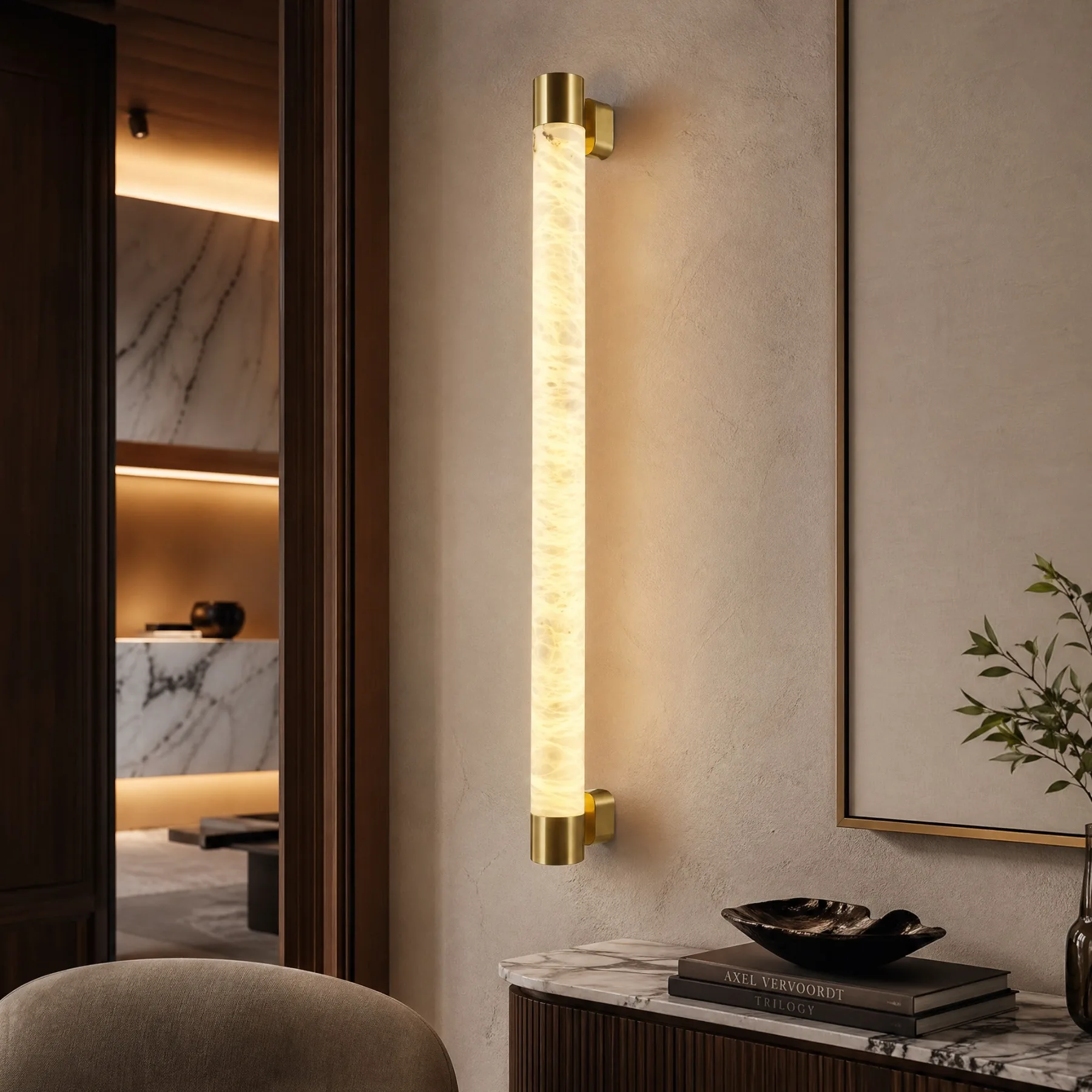 Arden Alabaster Brass Wall Sconce image 3