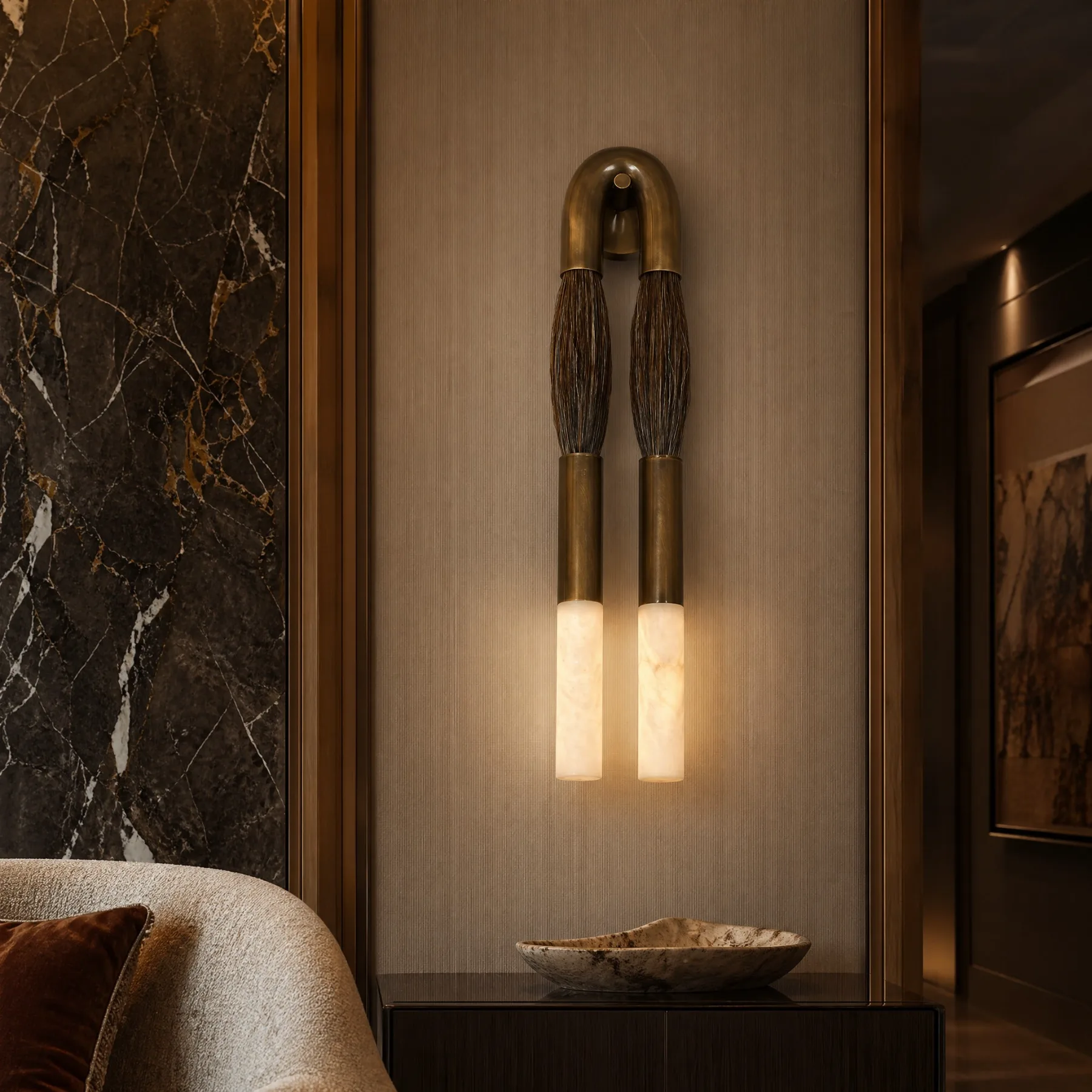 Arc Brass Alabaster Wall Sconce image 6