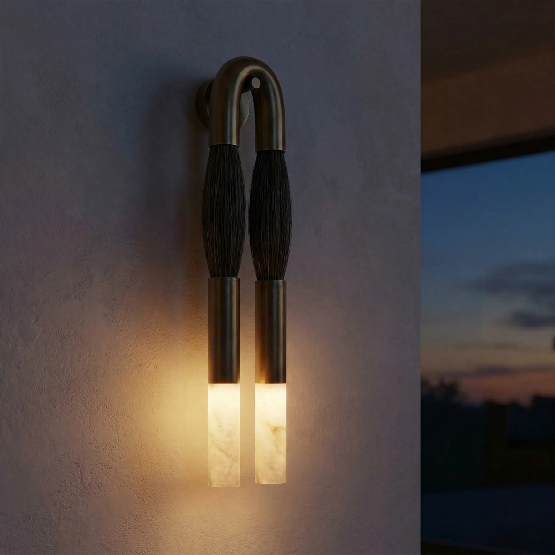 Arc Brass Alabaster Wall Sconce image 2