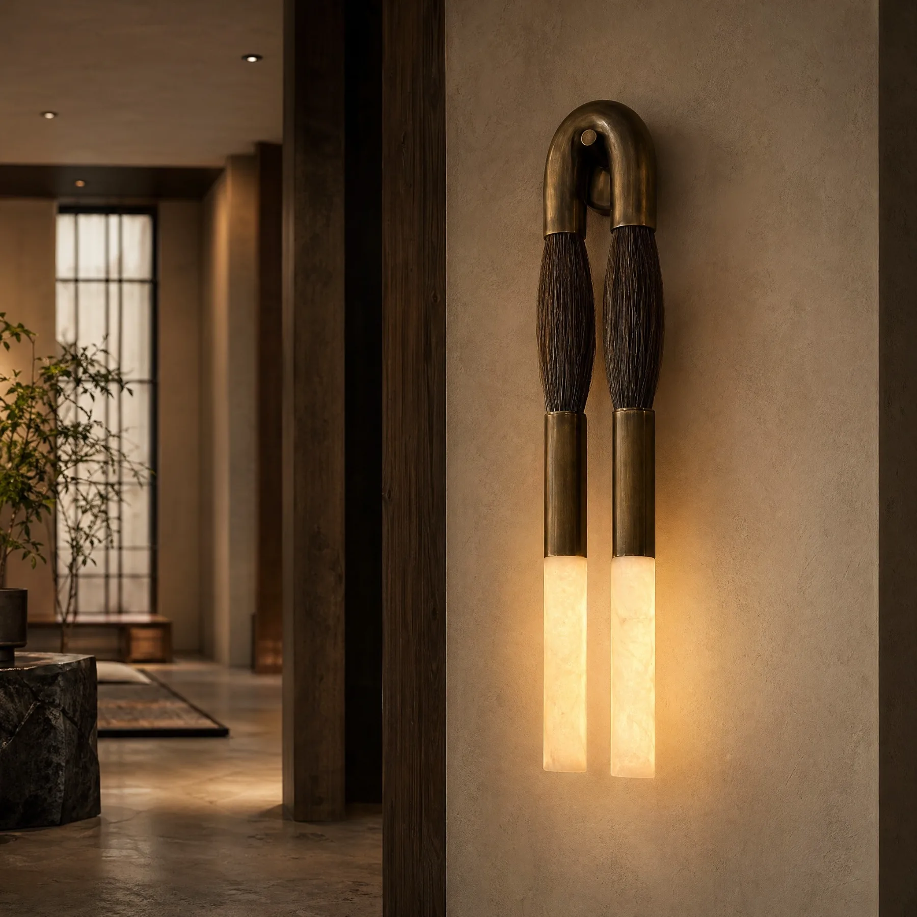 Arc Brass Alabaster Wall Sconce image 4