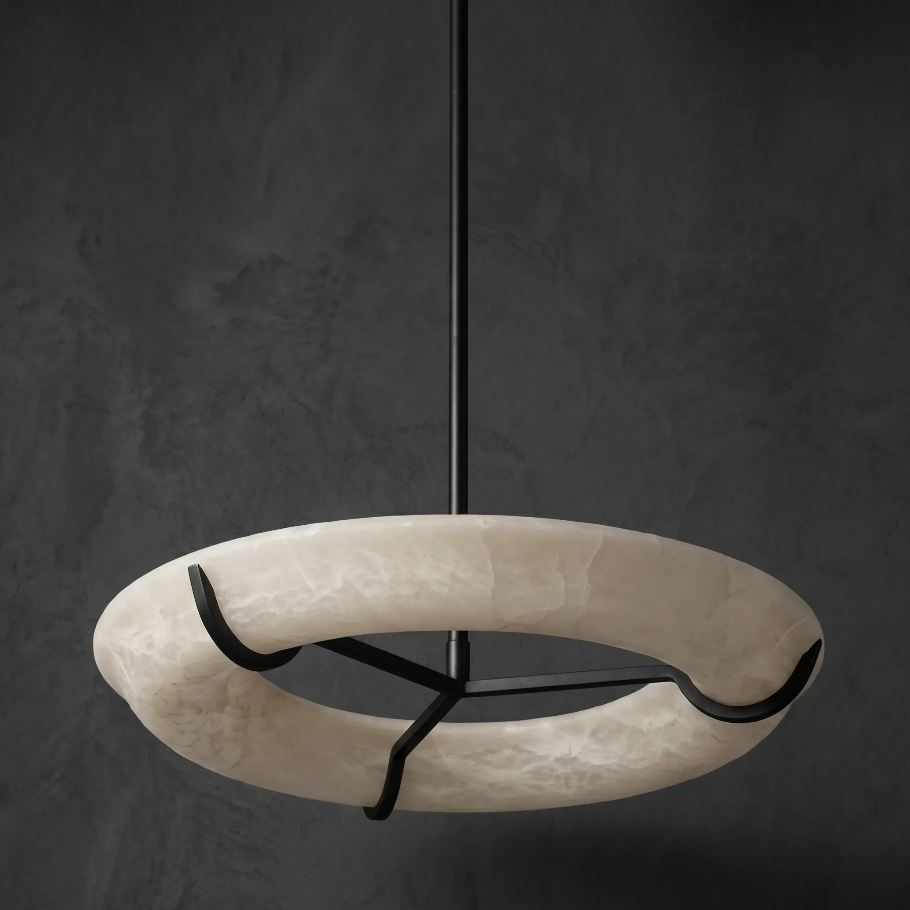 Sculpted Alabaster Ring Chandelier image 2