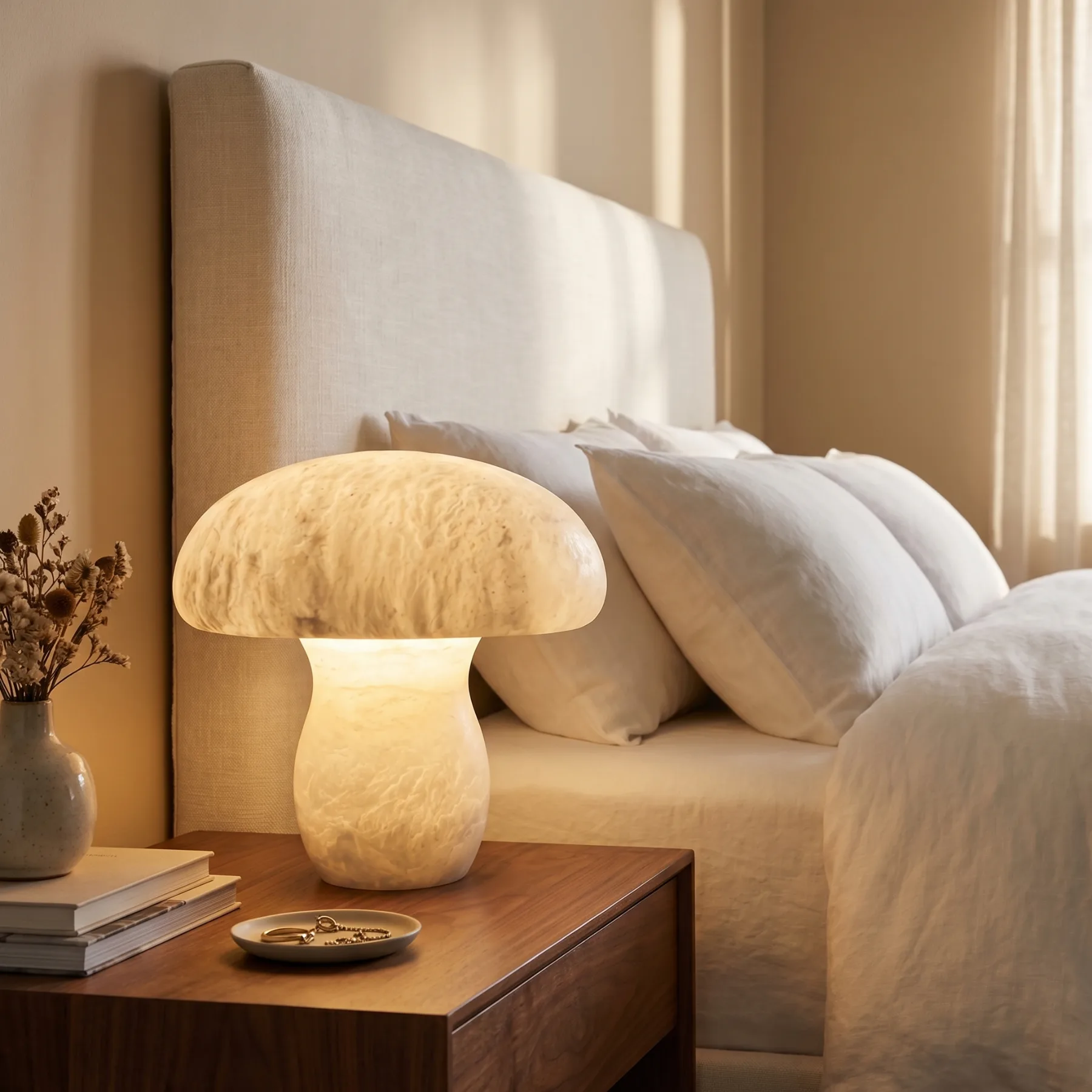 Serene Alabaster Mushroom Table Lamp image 4