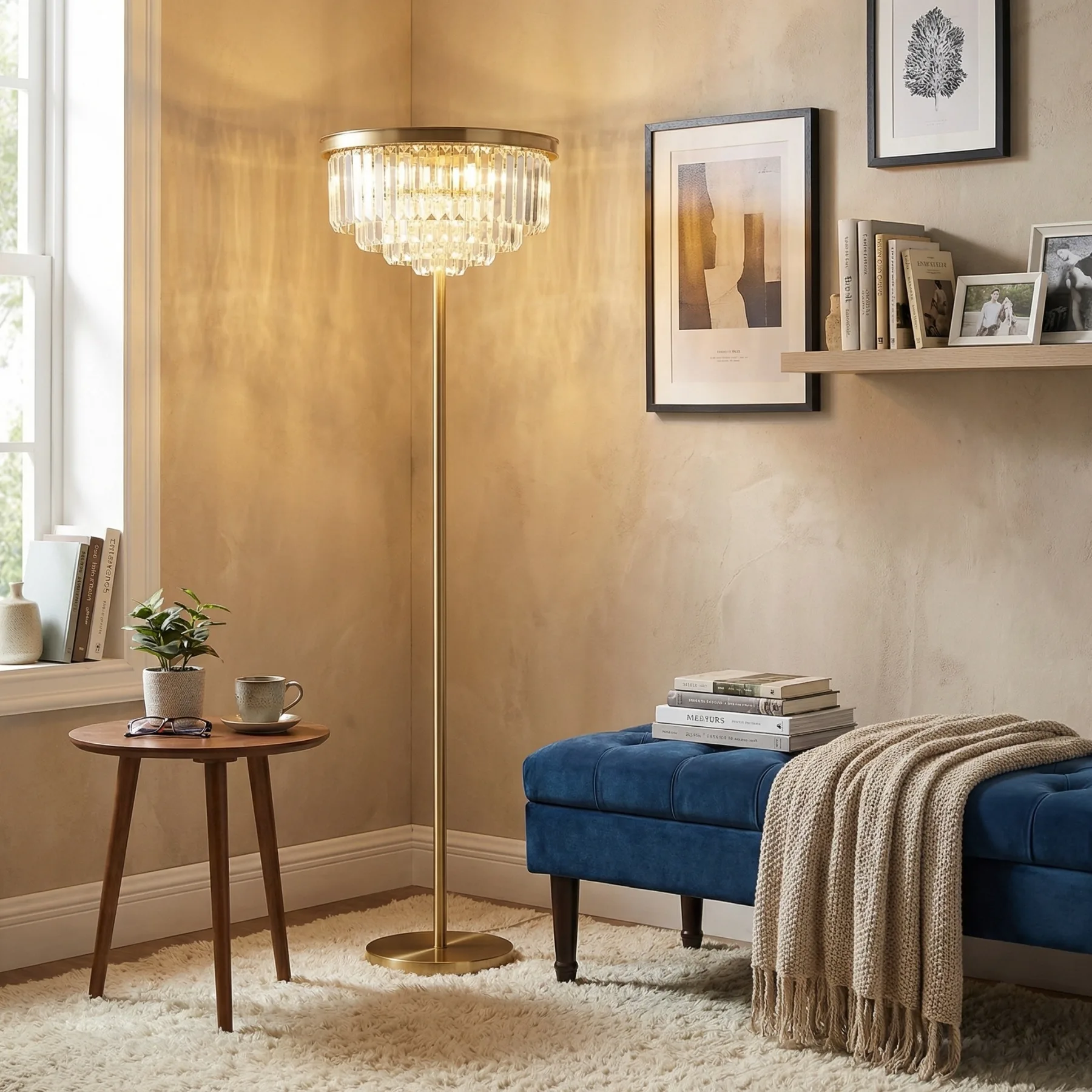 Gilded Crystal Fringe Floor Lamp image 4