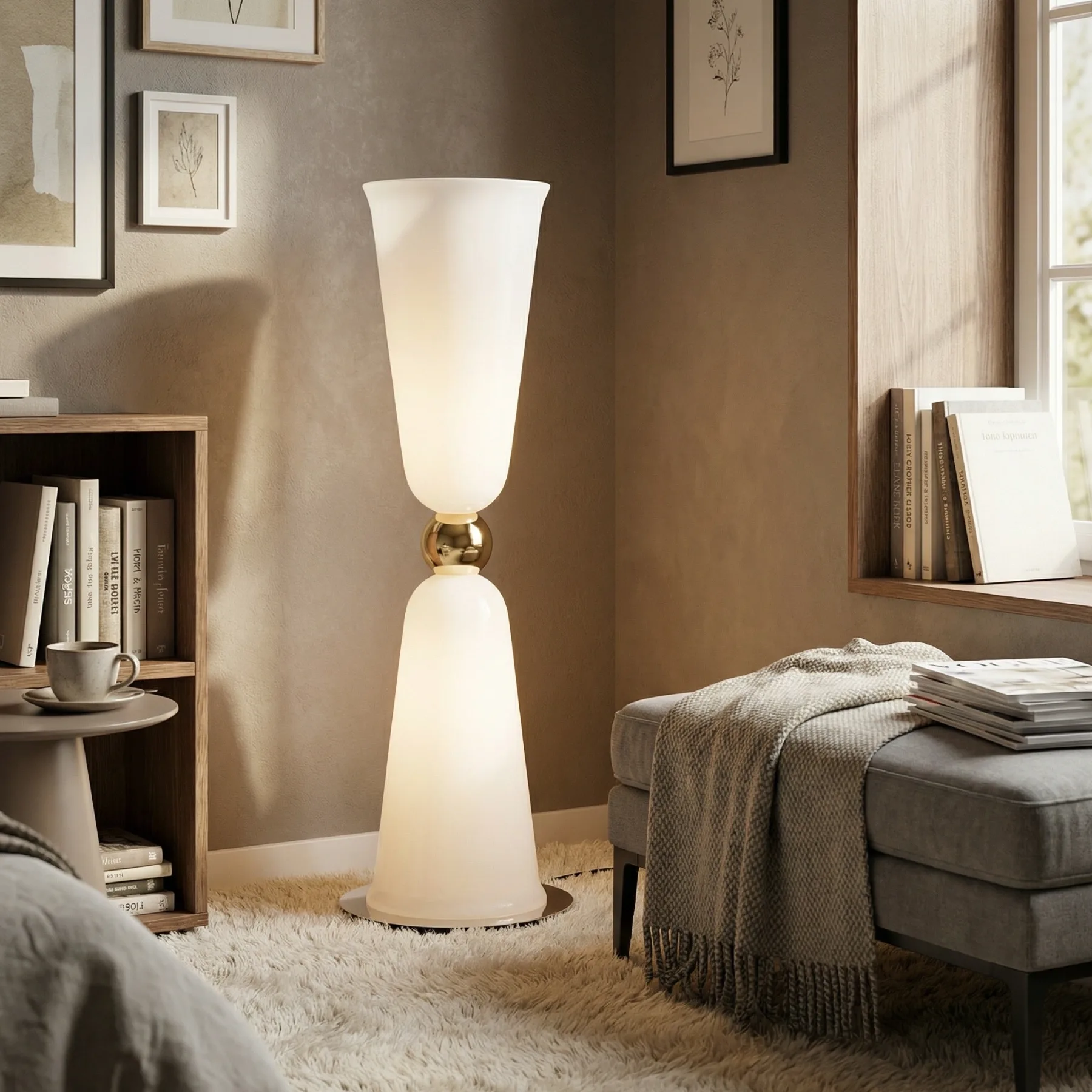 Opal Glass Sculptural Floor Lamp image 4