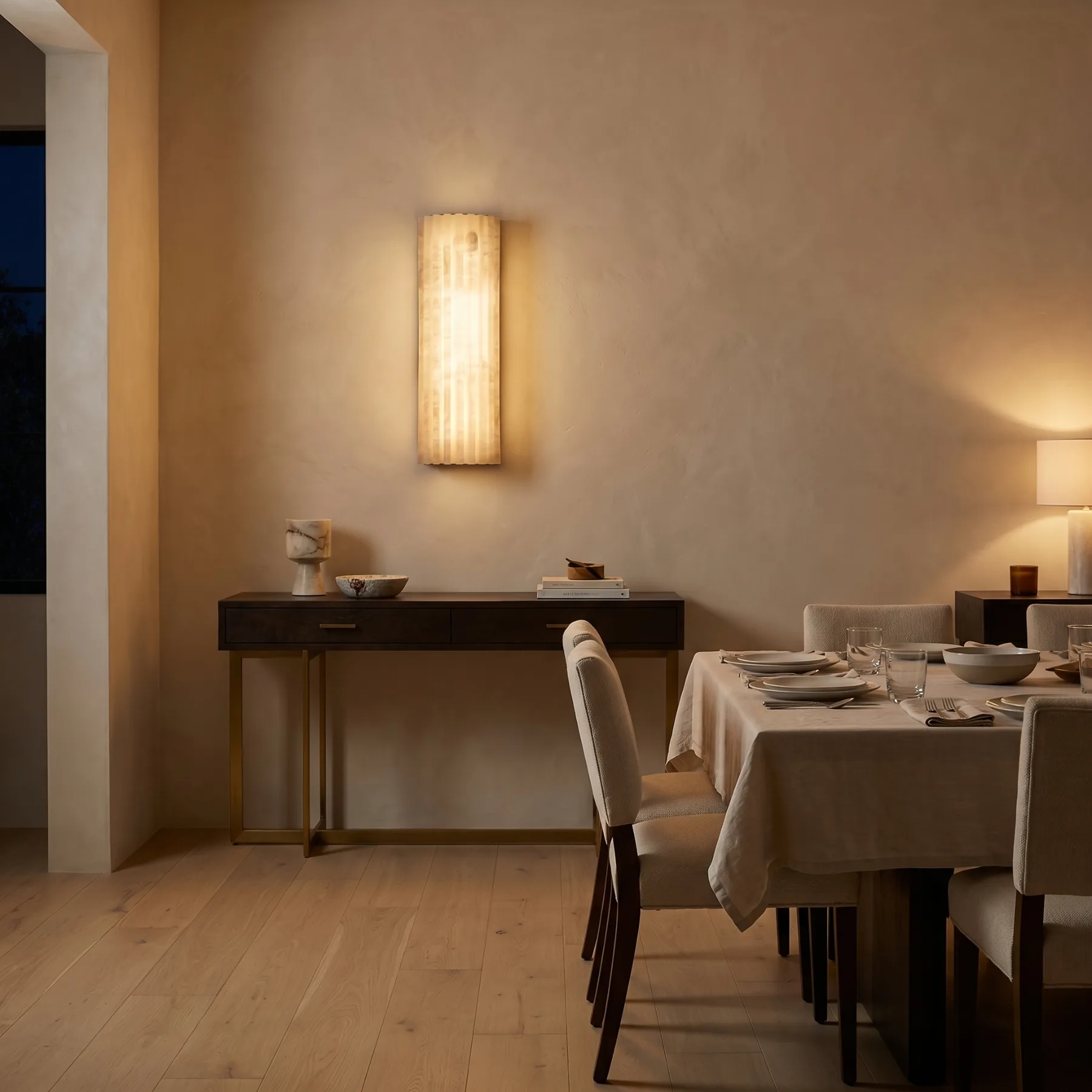 Liora Fluted Alabaster Wall Sconce image 4