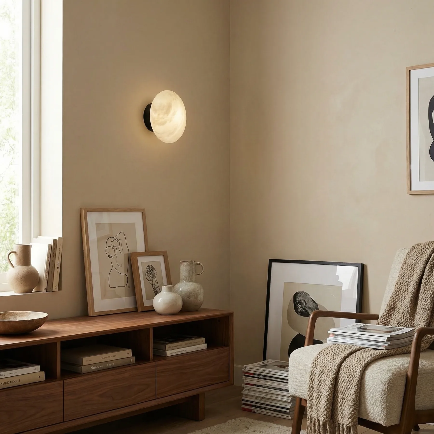 Design 18 Alabaster Disc Wall Sconce image 5