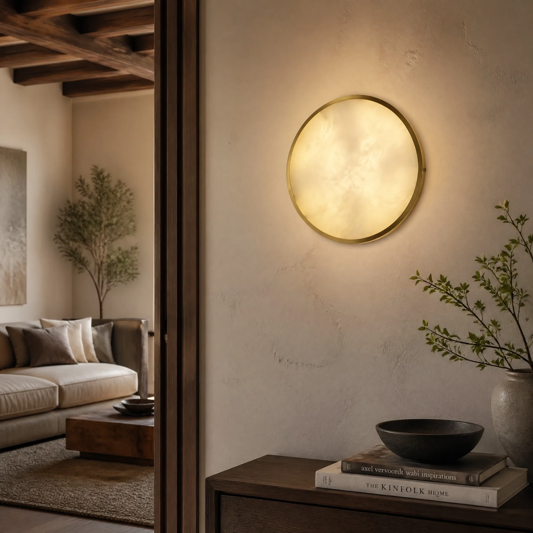 Warm Alabaster Disc Wall Sconce image 3
