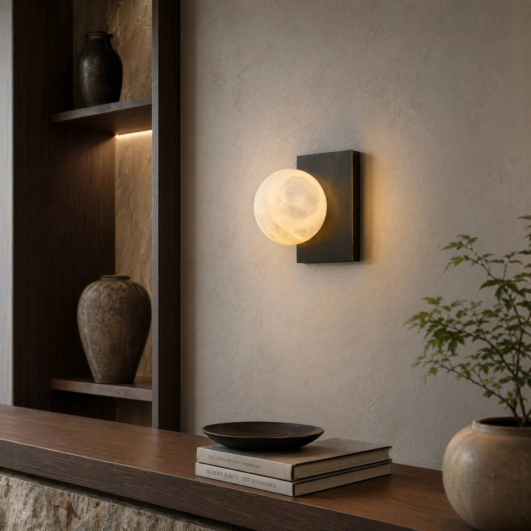 Lunar Alabaster Globe Wall Sconce image 4