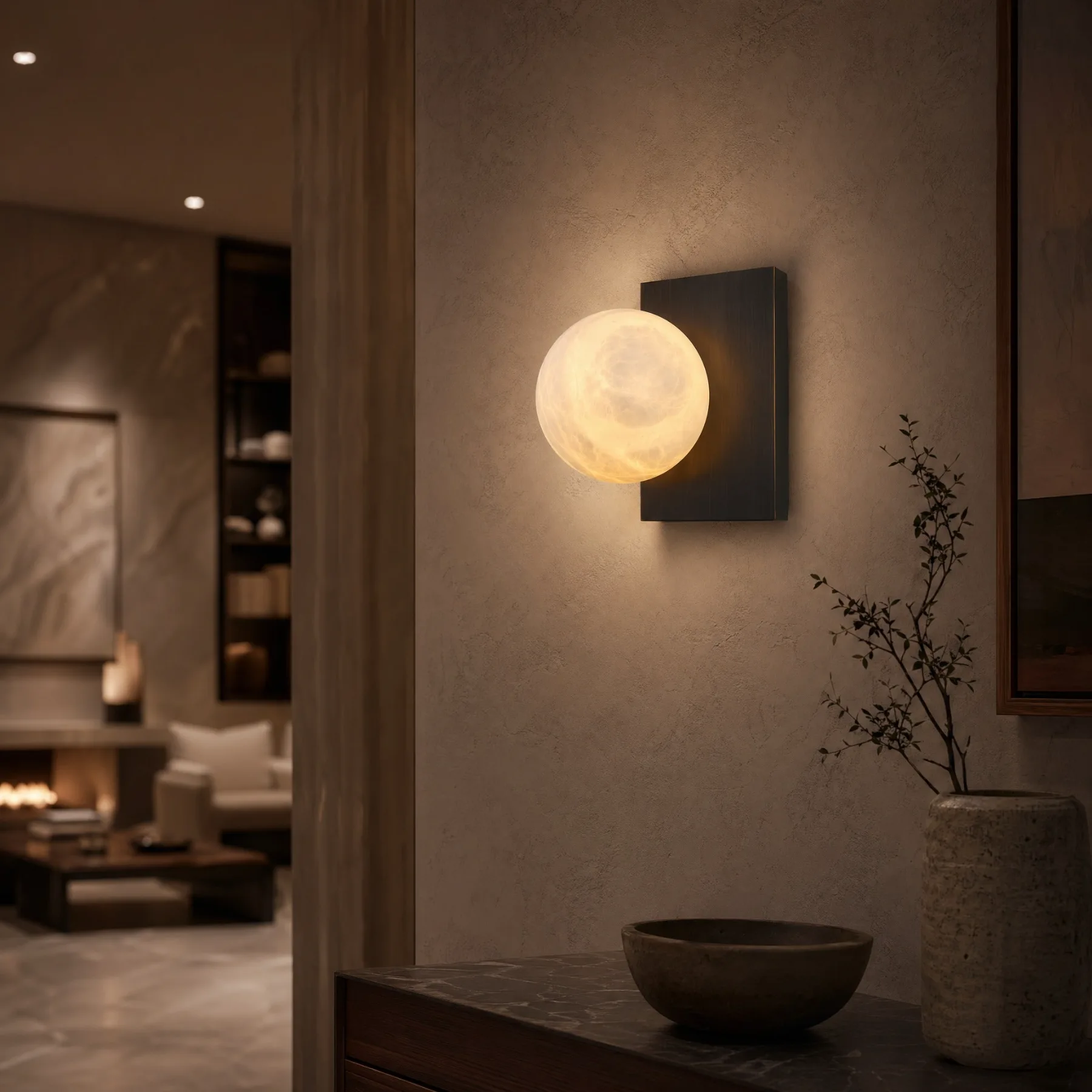 Lunar Alabaster Globe Wall Sconce image 3