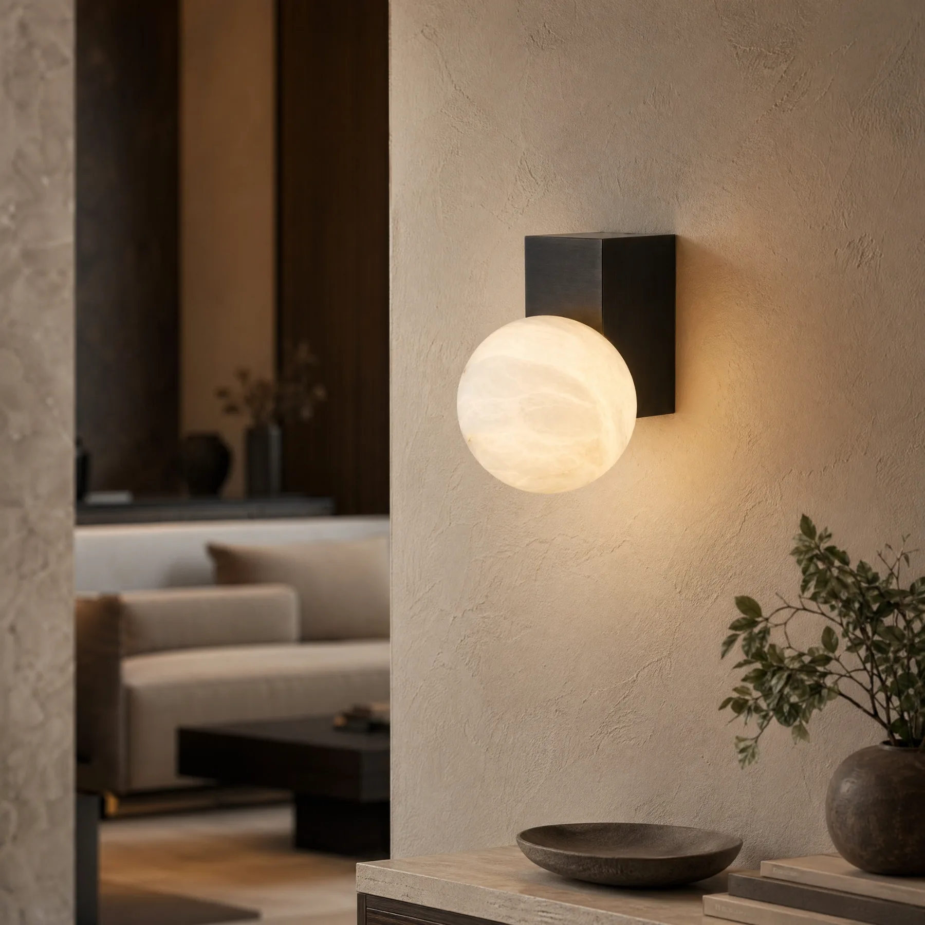 Calm Alabaster Globe Wall Sconce image 3