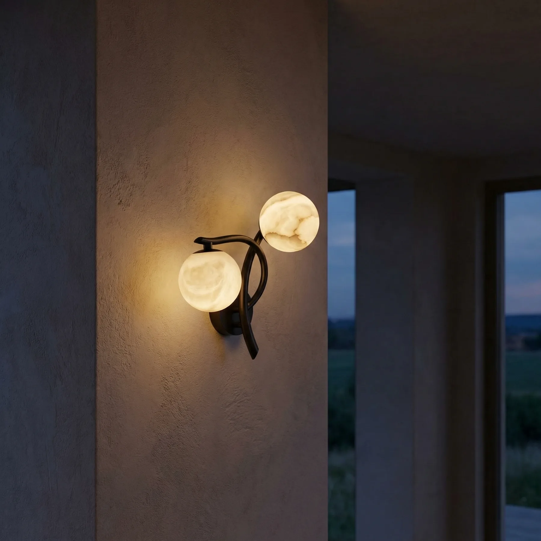 Sculpted Alabaster Globe Wall Sconce image 2