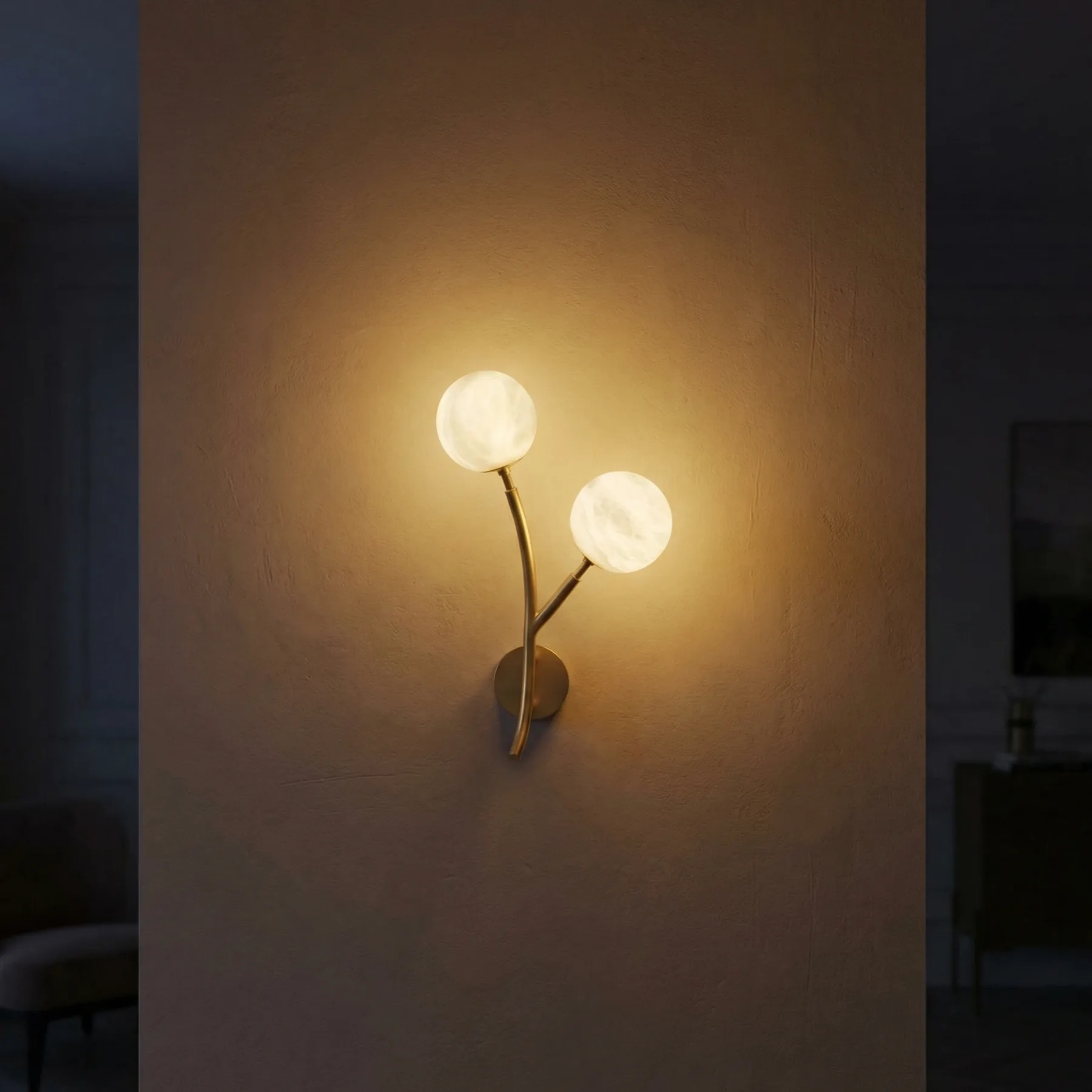 Avel Alabaster Brass Wall Sconce image 2