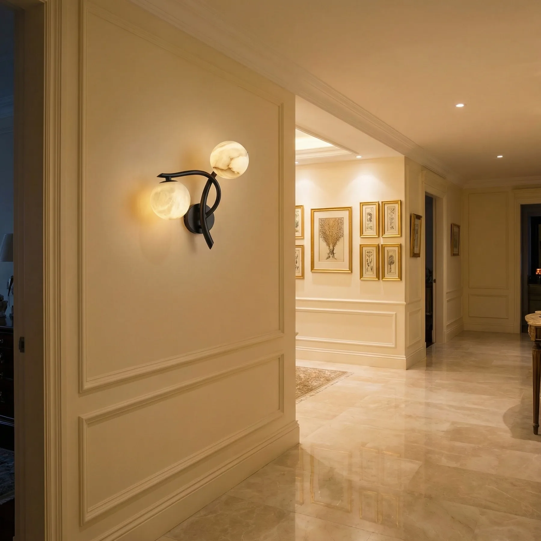 Sculpted Alabaster Globe Wall Sconce image 3
