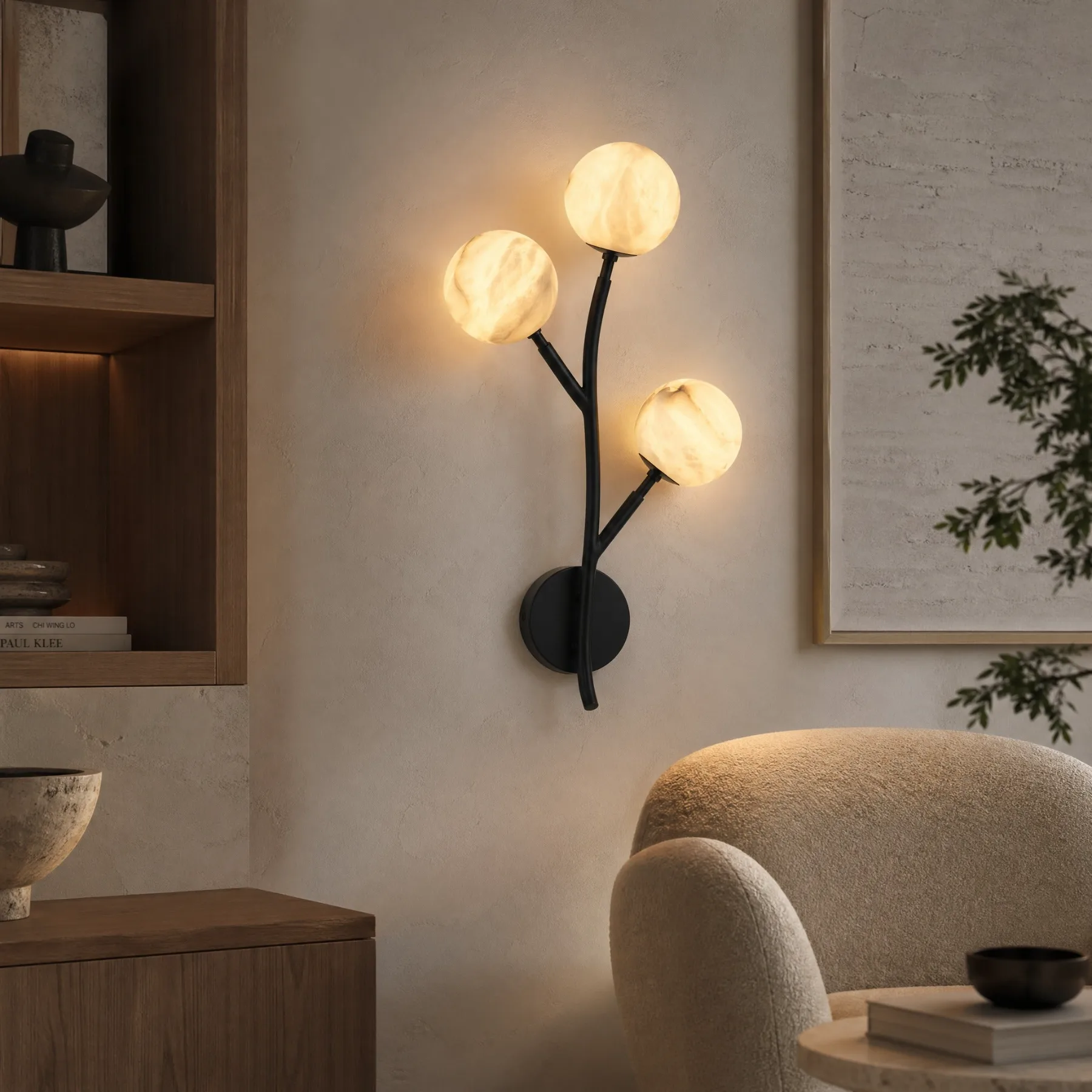 Organic Alabaster Globe Wall Sconce image 3