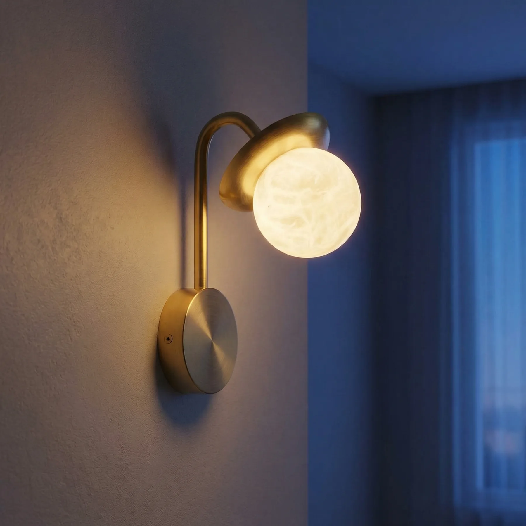 Gilded Alabaster Globe Wall Sconce image 2