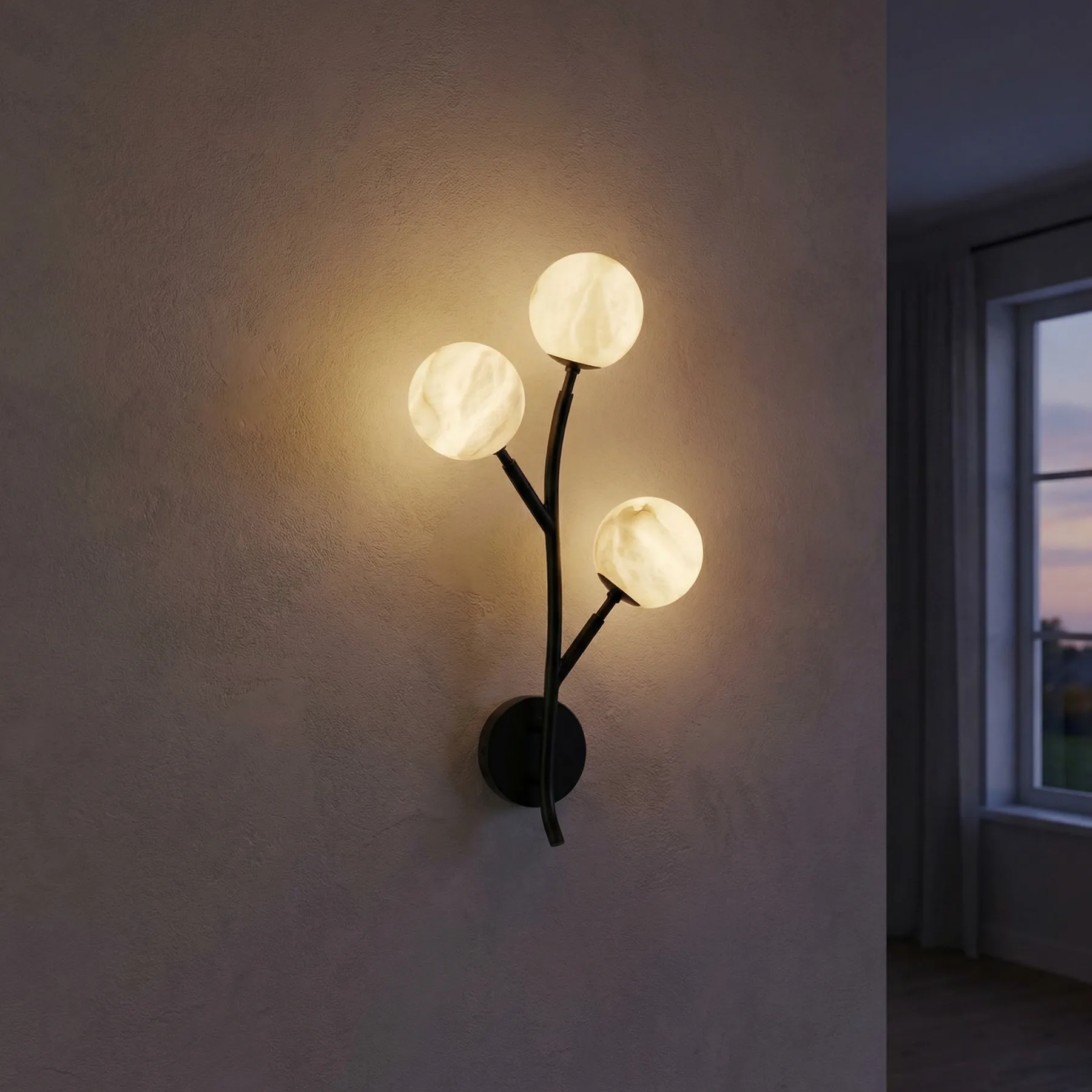 Organic Alabaster Globe Wall Sconce image 2