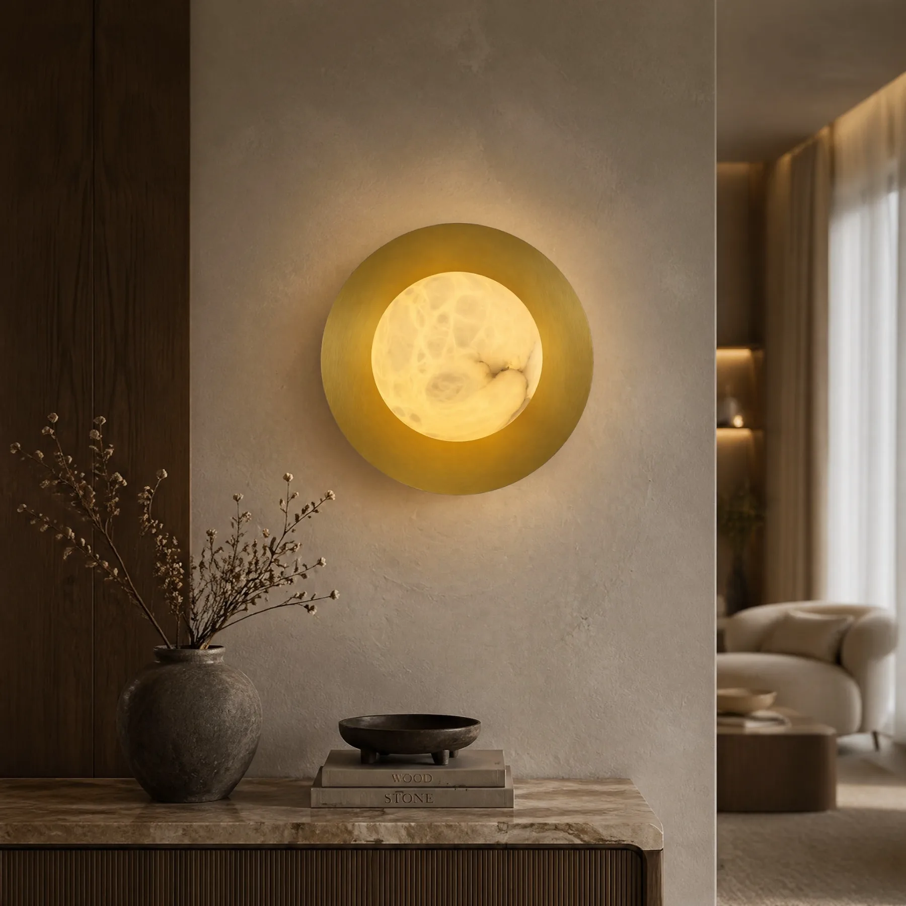 Liora Brass Alabaster Wall Sconce image 4