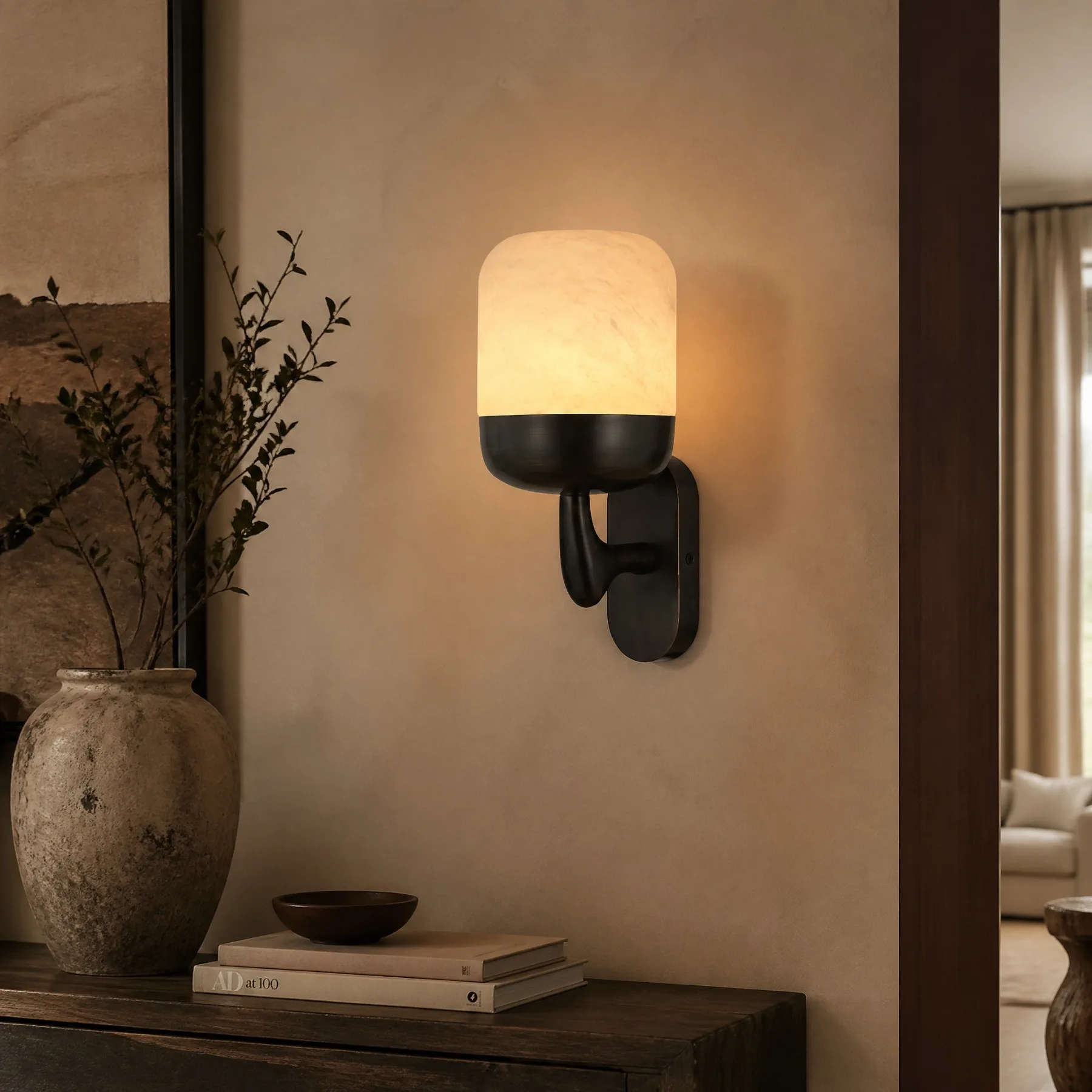 Warm Alabaster Metal Wall Sconce image 3