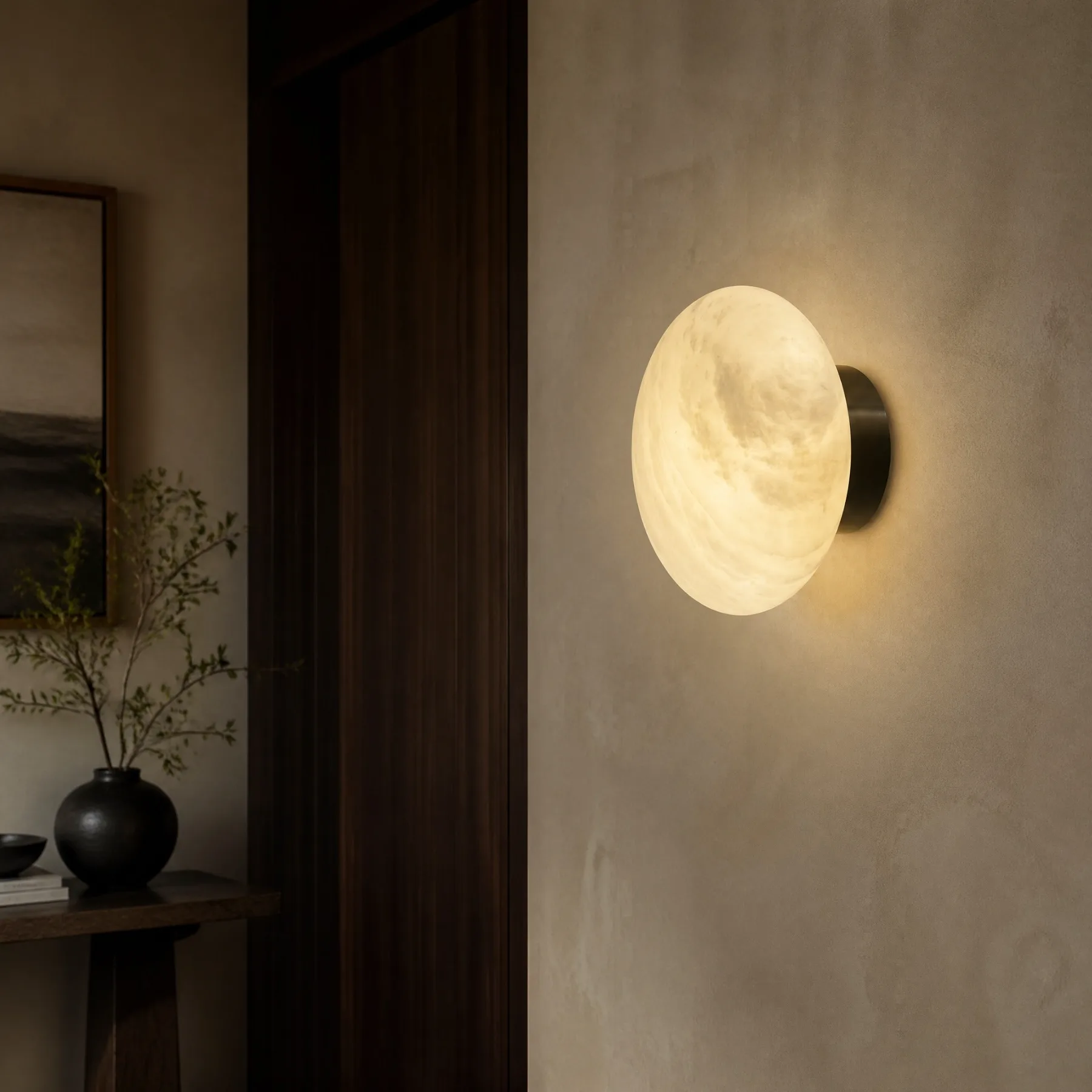 Arden Alabaster Disc Wall Sconce image 3