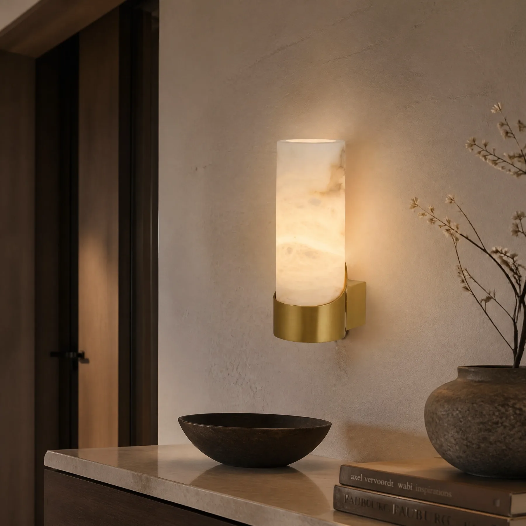 Design 15 Alabaster Brass Wall Sconce image 3