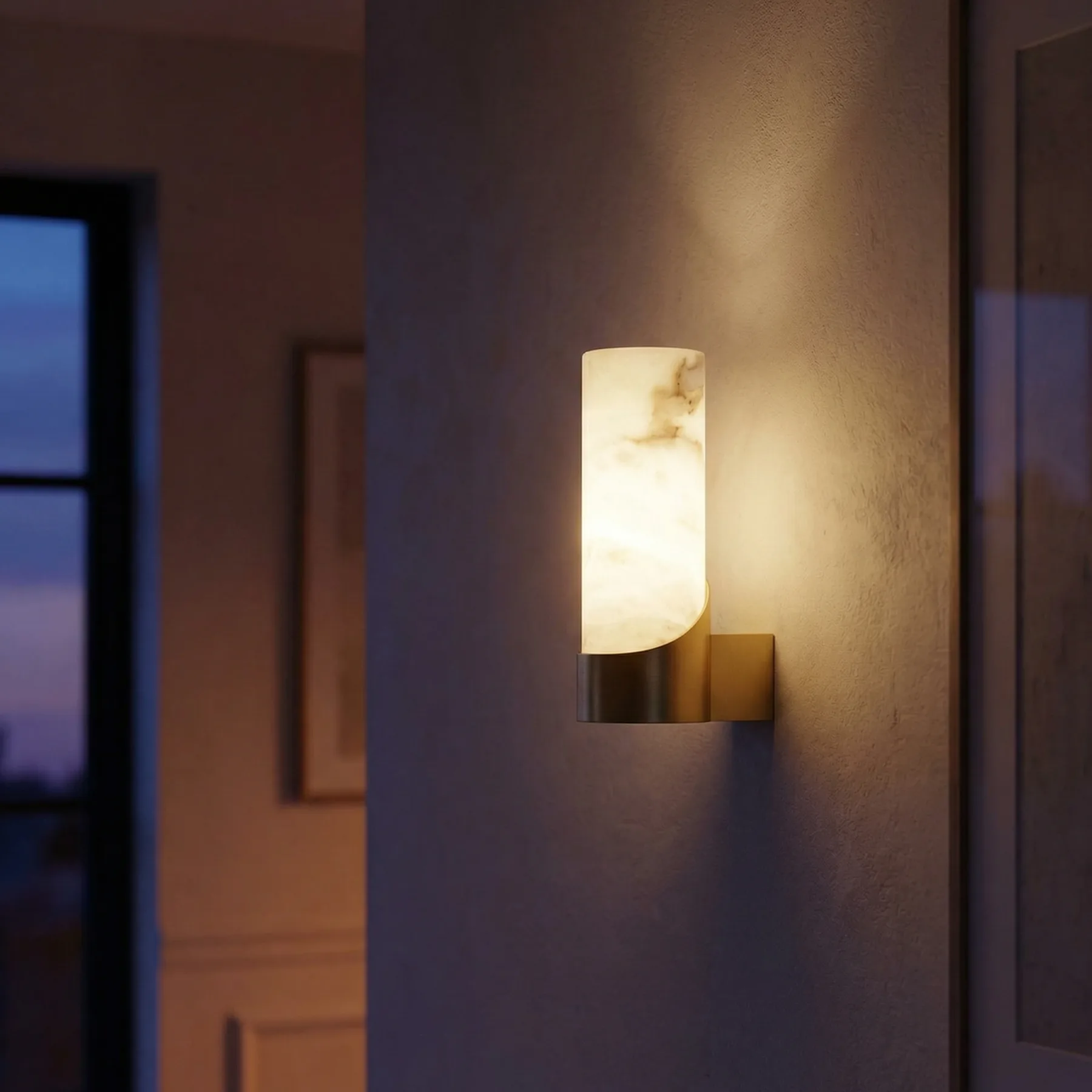 Design 15 Alabaster Brass Wall Sconce image 2