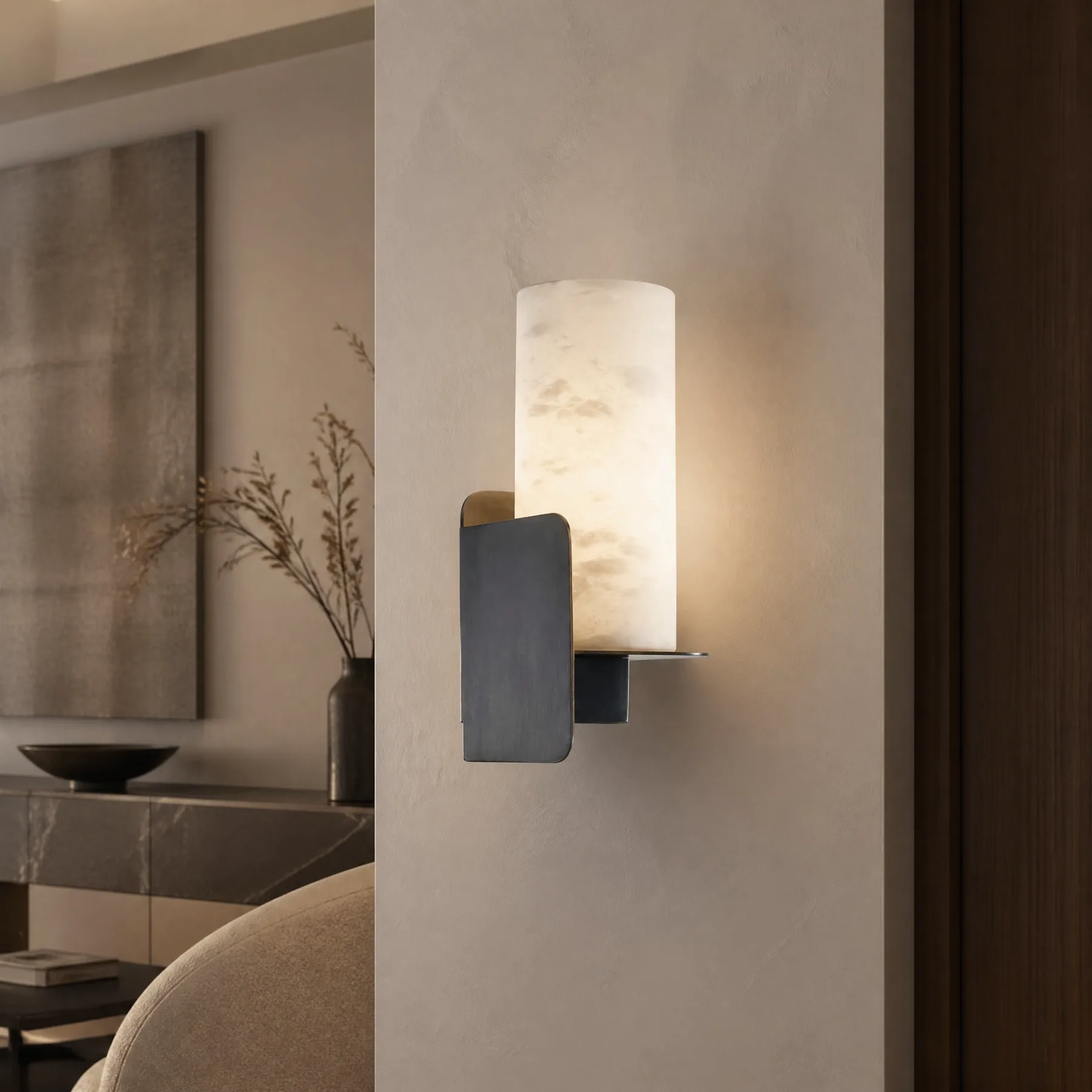 Design 17 Alabaster Cylinder Wall Sconce image 5